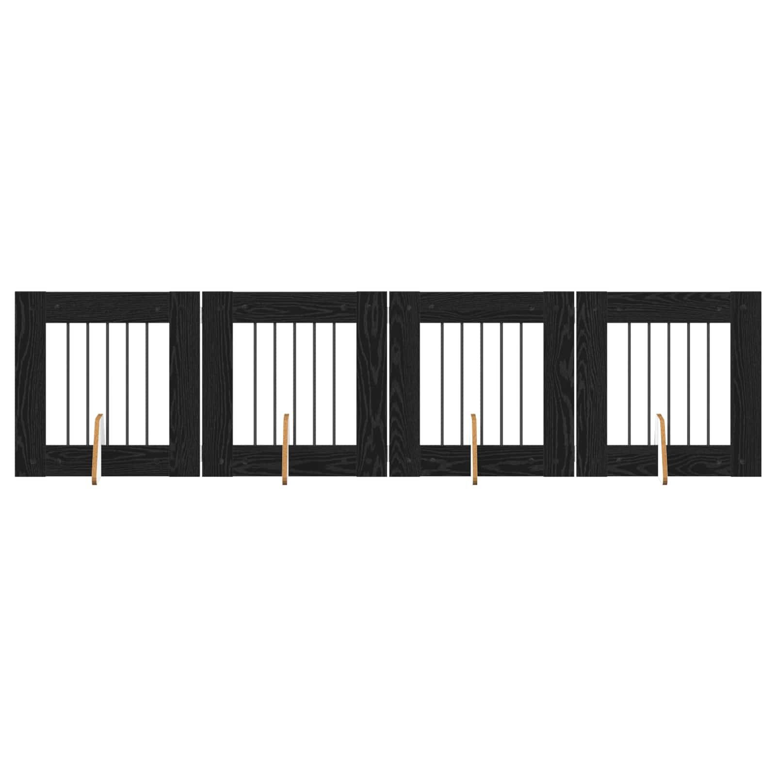 vidaXL Bramka dla psów z podpórkami 4 pcs Czarny dąb 60 x 60 cm