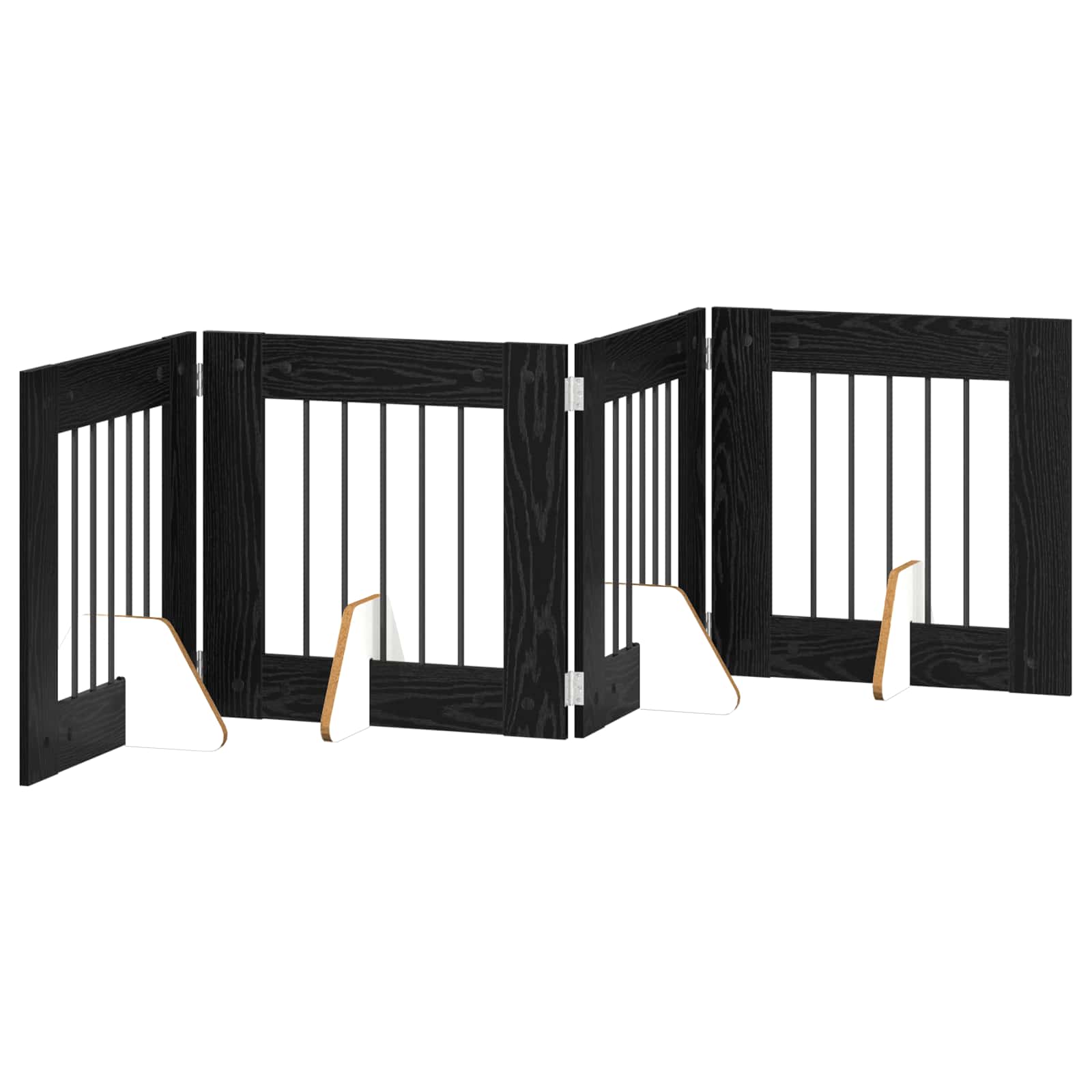 vidaXL Bramka dla psów z podpórkami 4 pcs Czarny dąb 60 x 60 cm