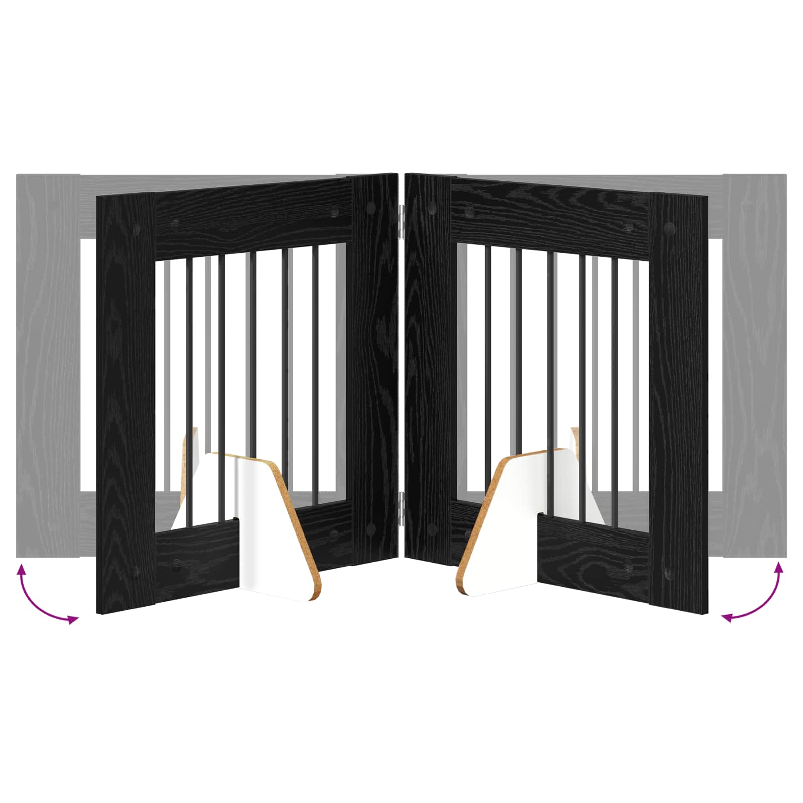vidaXL Bramka dla psów z podpórkami 4 pcs Czarny dąb 60 x 60 cm