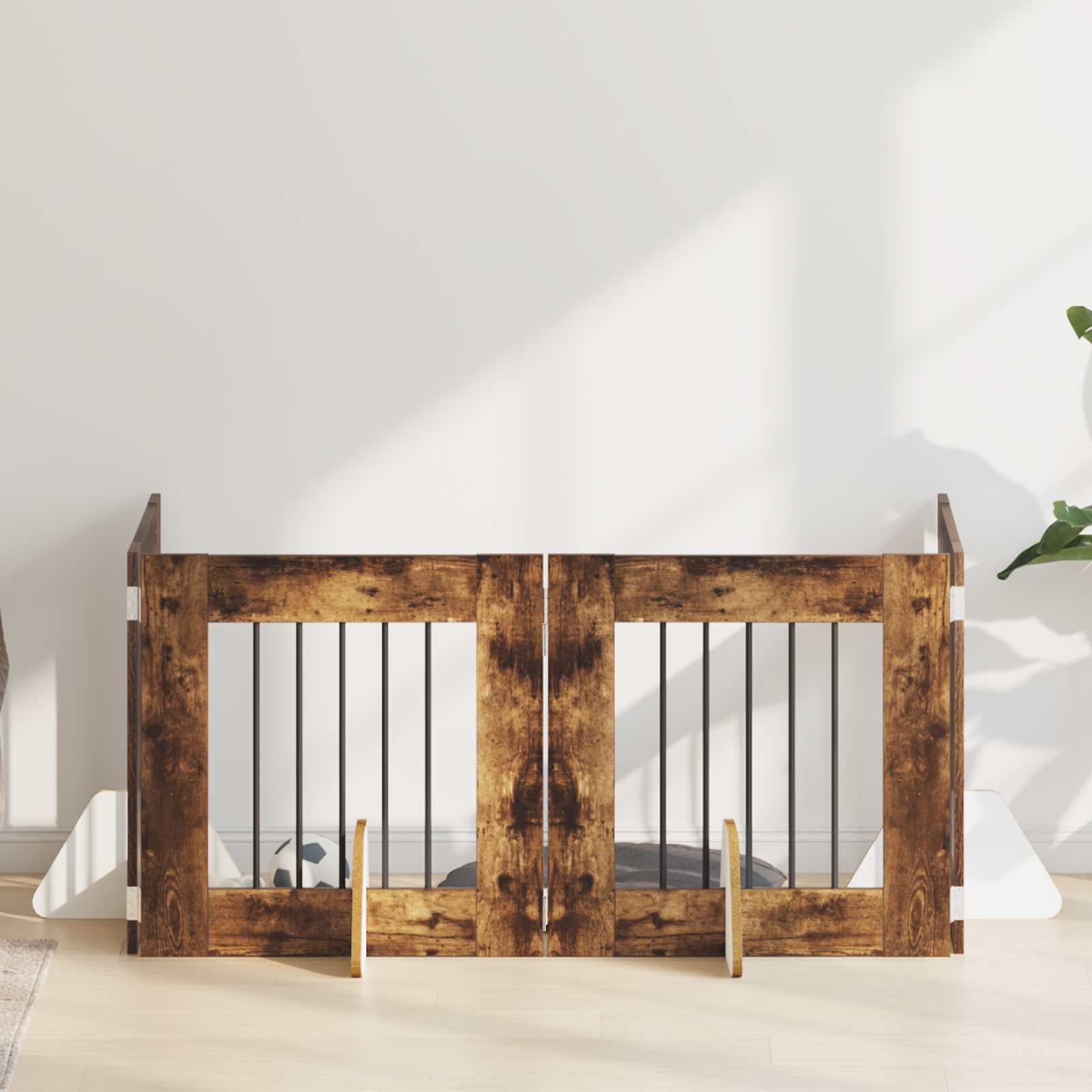 vidaXL Bramka dla psów z podpórkami 4 pcs Dąb wędzony 60 x 60 cm