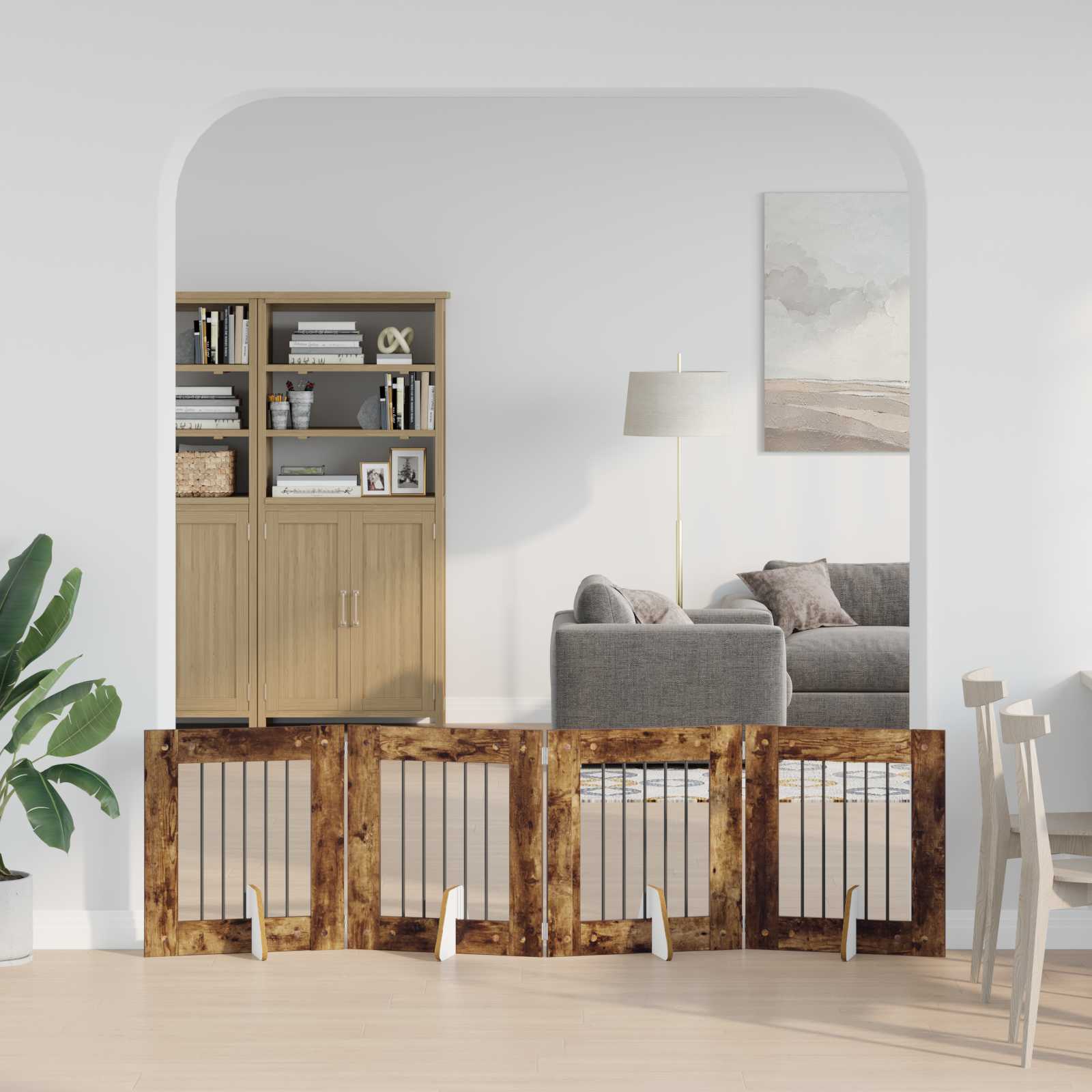 vidaXL Bramka dla psów z podpórkami 4 pcs Dąb wędzony 60 x 60 cm