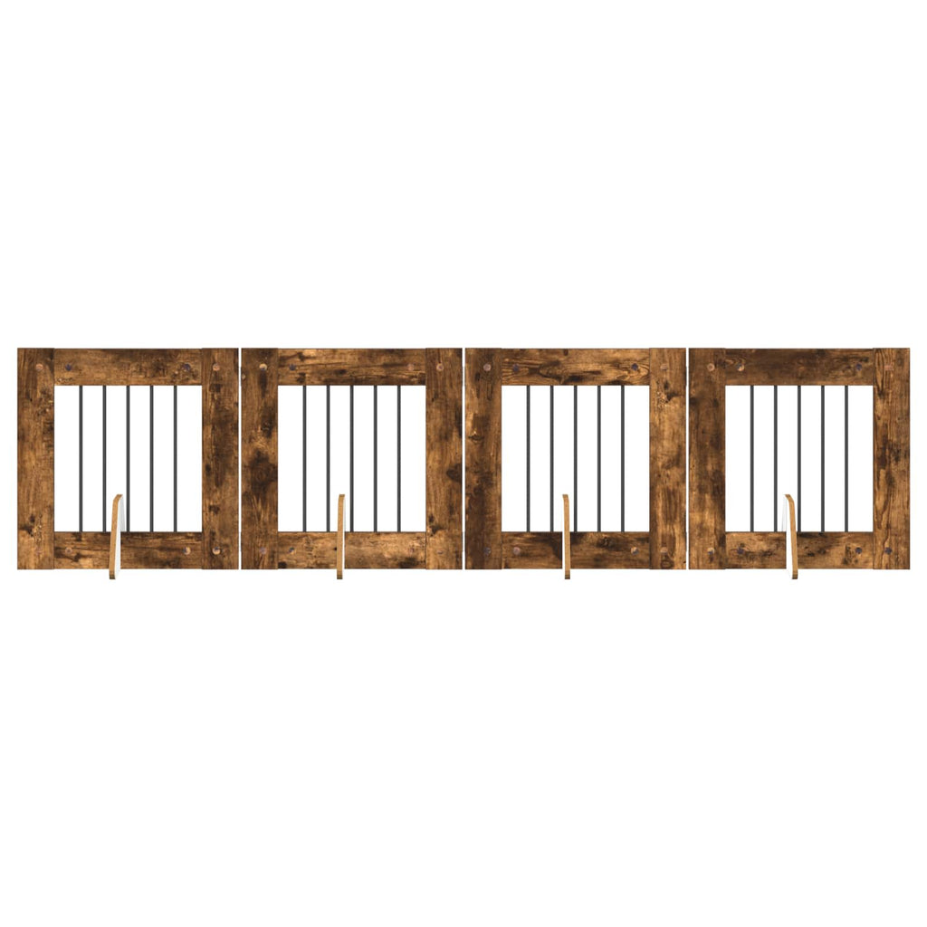 vidaXL Bramka dla psów z podpórkami 4 pcs Dąb wędzony 60 x 60 cm
