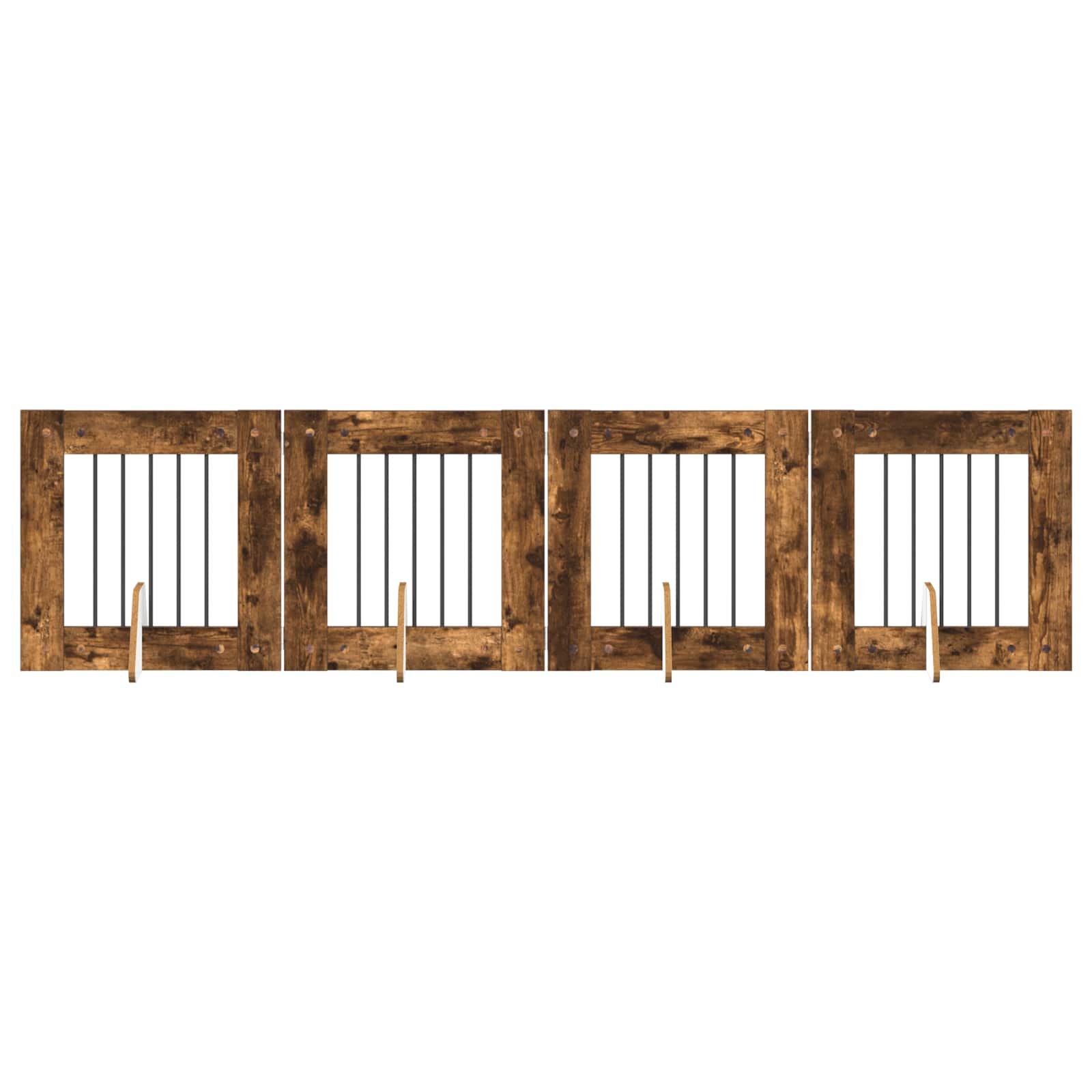 vidaXL Bramka dla psów z podpórkami 4 pcs Dąb wędzony 60 x 60 cm