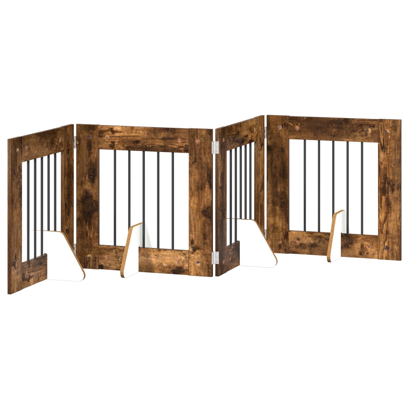 vidaXL Bramka dla psów z podpórkami 4 pcs Dąb wędzony 60 x 60 cm
