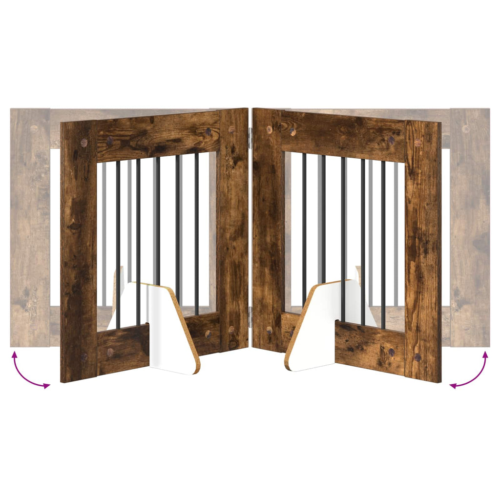 vidaXL Bramka dla psów z podpórkami 4 pcs Dąb wędzony 60 x 60 cm