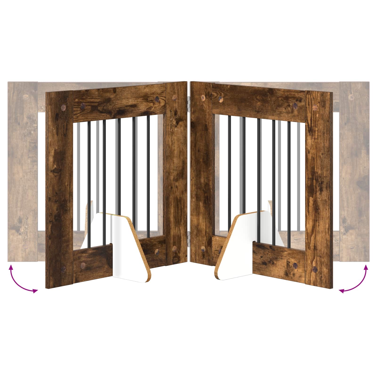 vidaXL Bramka dla psów z podpórkami 4 pcs Dąb wędzony 60 x 60 cm