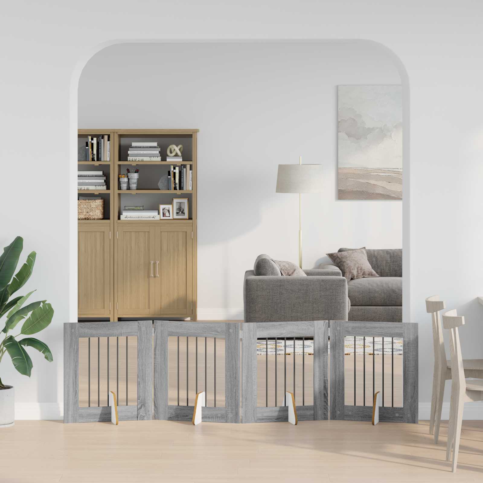 vidaXL Bramka dla psów z podpórkami 4 pcs Szary Sonoma 60 x 60 cm