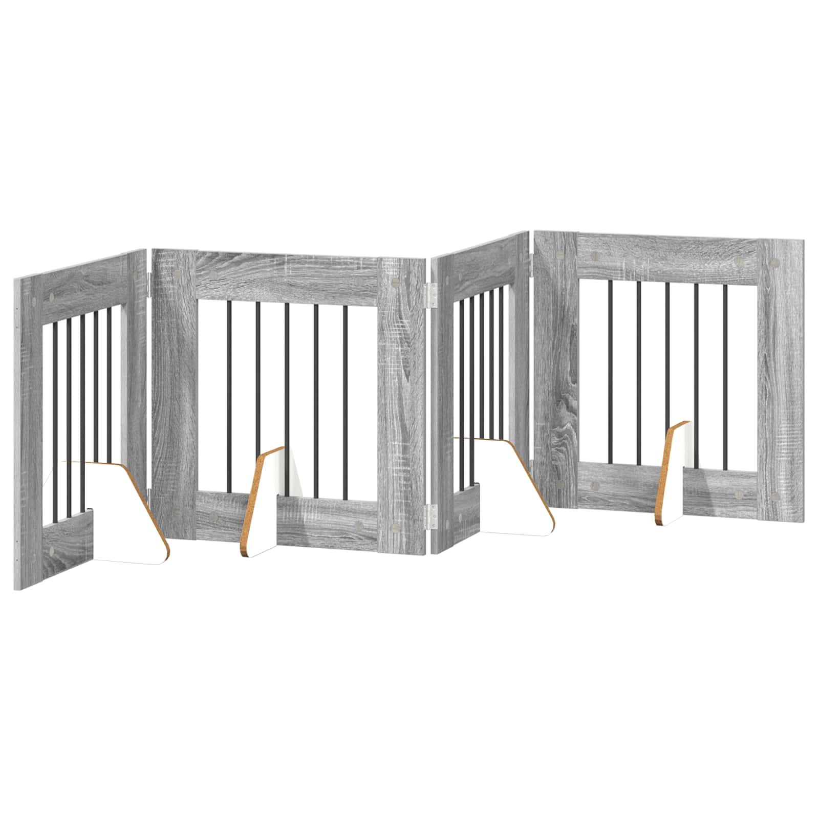 vidaXL Bramka dla psów z podpórkami 4 pcs Szary Sonoma 60 x 60 cm