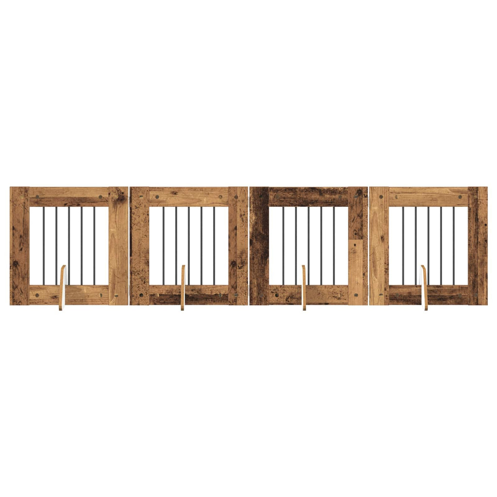 vidaXL Bramka dla psów z podpórkami 4 pcs Stare drewno 60 x 60 cm