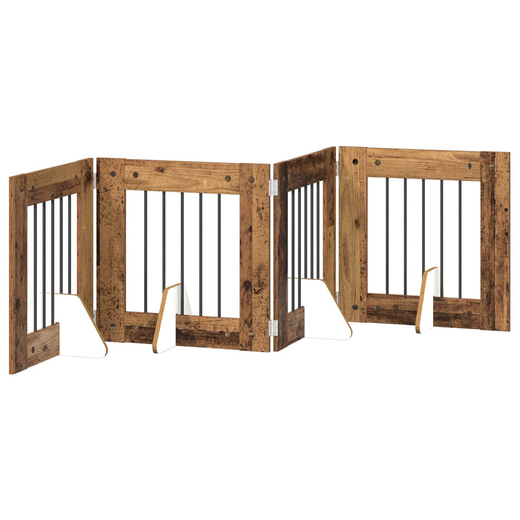 vidaXL Bramka dla psów z podpórkami 4 pcs Stare drewno 60 x 60 cm
