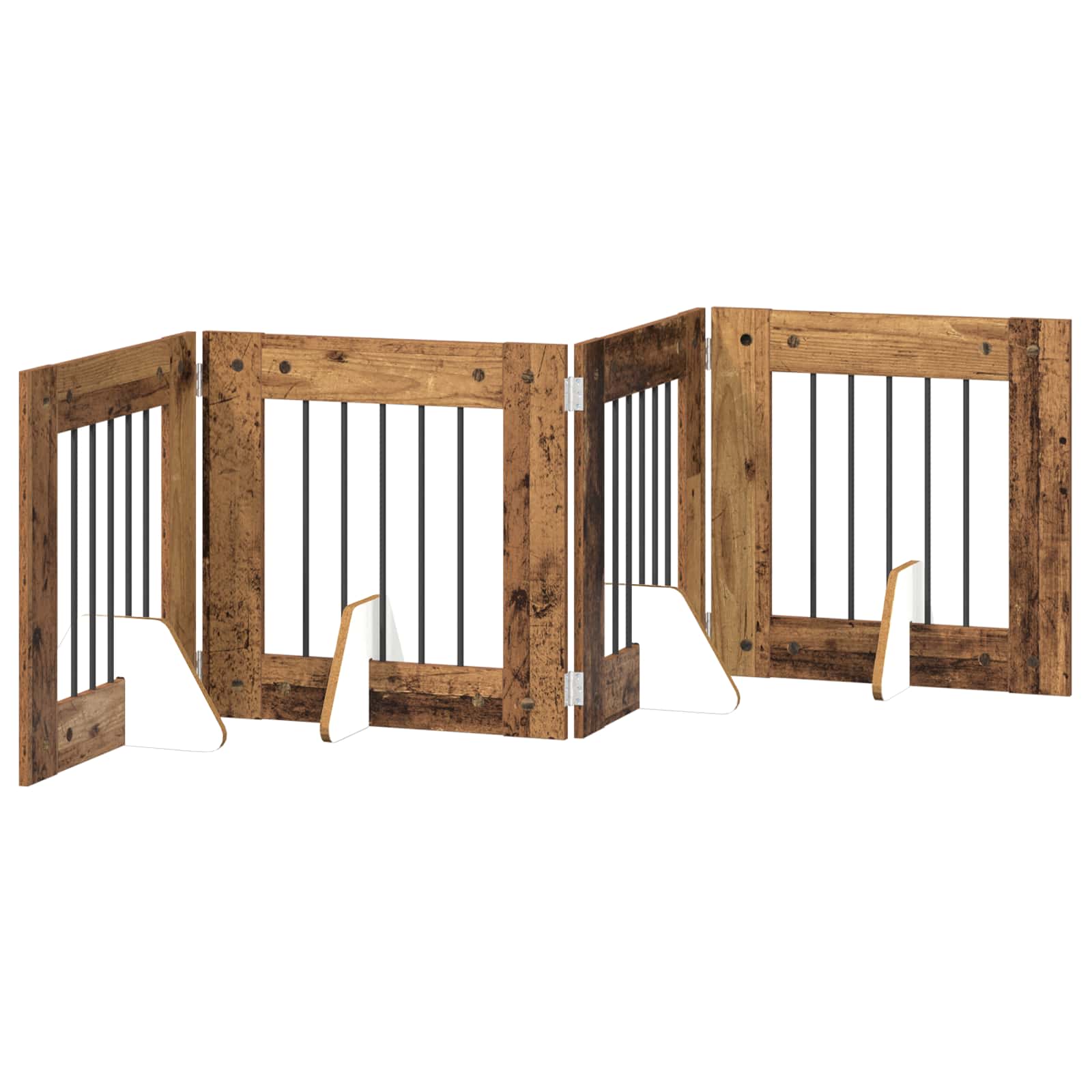 vidaXL Bramka dla psów z podpórkami 4 pcs Stare drewno 60 x 60 cm