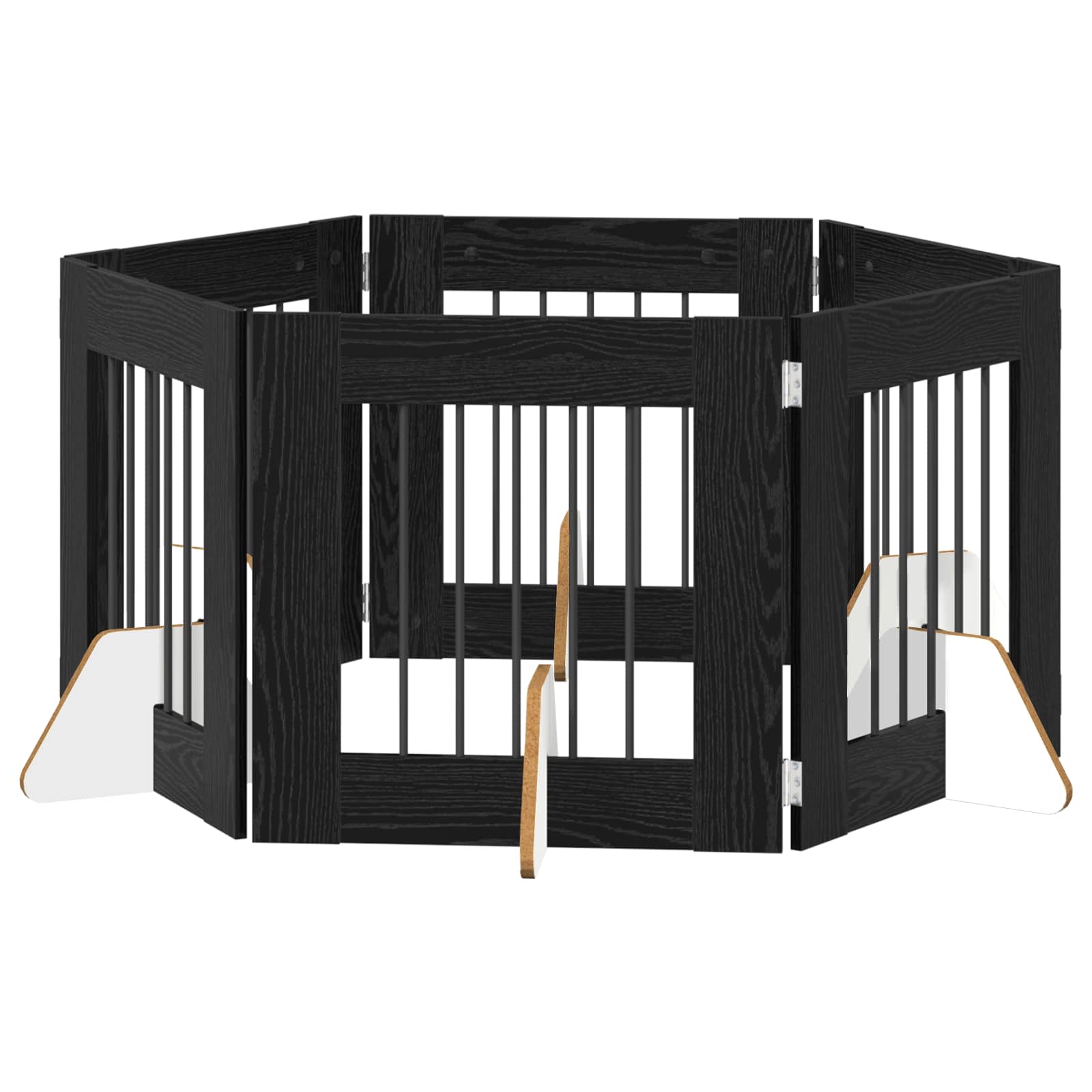 vidaXL Bramka dla psów z podpórkami 6 pcs Czarny dąb 60 x 60 cm