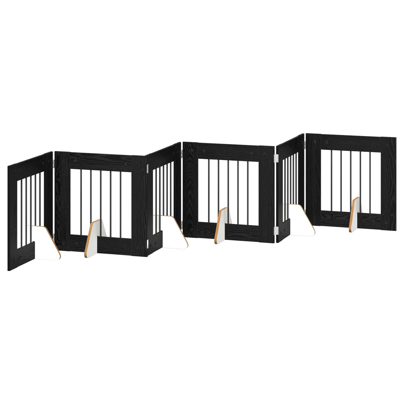 vidaXL Bramka dla psów z podpórkami 6 pcs Czarny dąb 60 x 60 cm