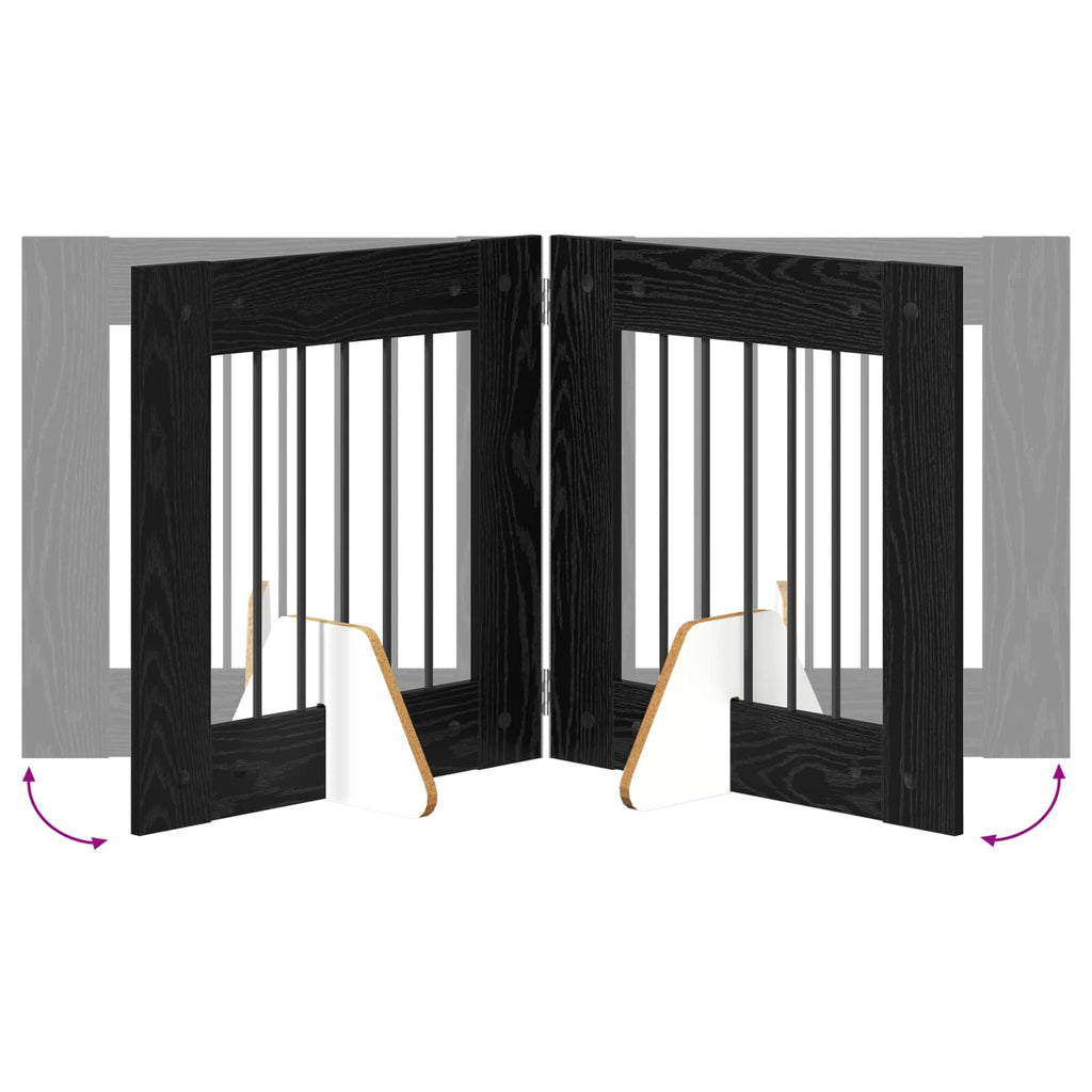 vidaXL Bramka dla psów z podpórkami 6 pcs Czarny dąb 60 x 60 cm
