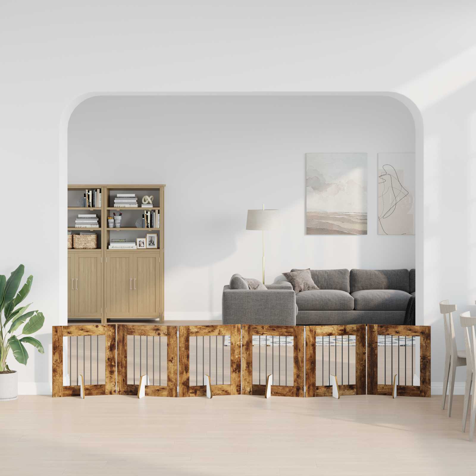 vidaXL Bramka dla psów z podpórkami 6 pcs Dąb wędzony 60 x 60 cm