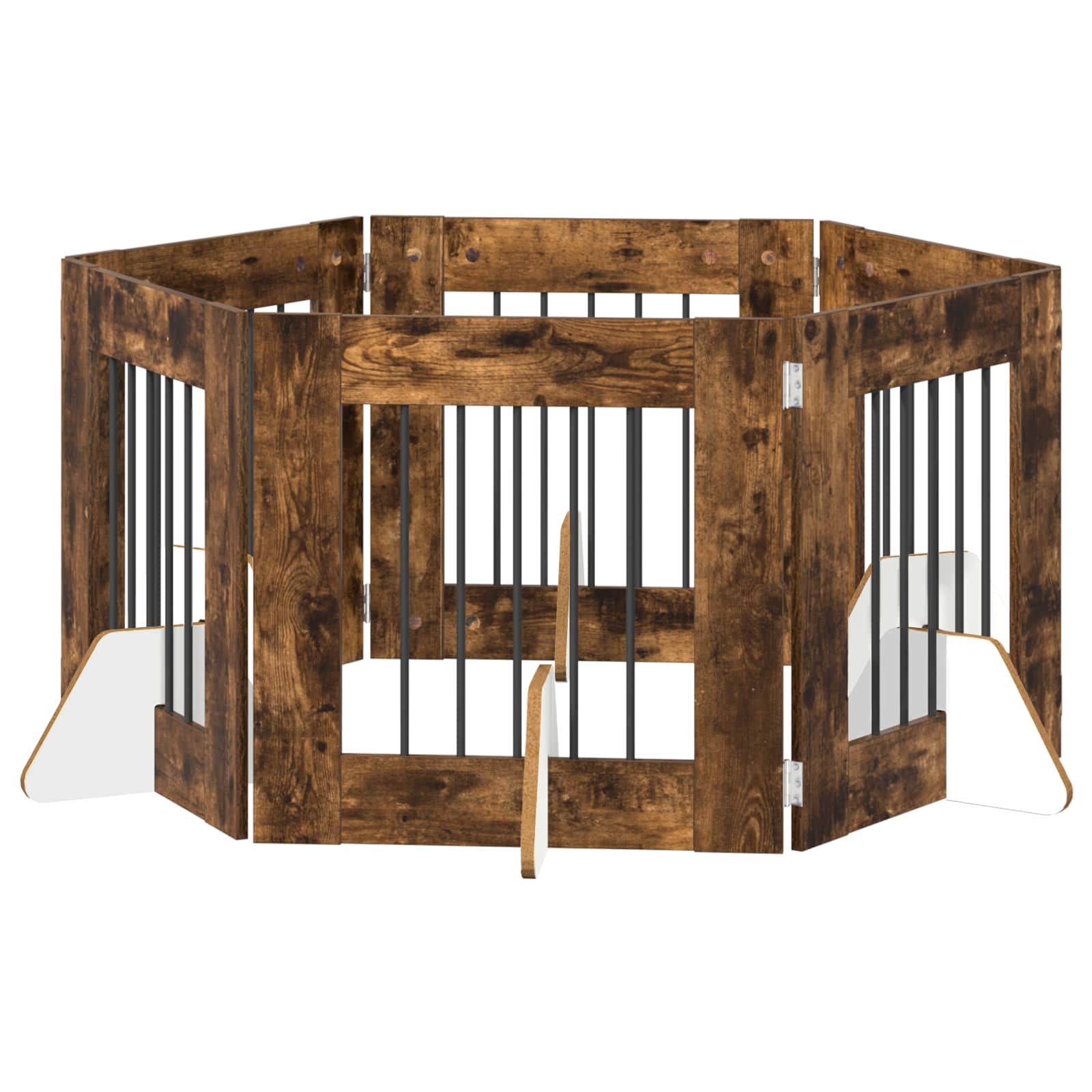 vidaXL Bramka dla psów z podpórkami 6 pcs Dąb wędzony 60 x 60 cm
