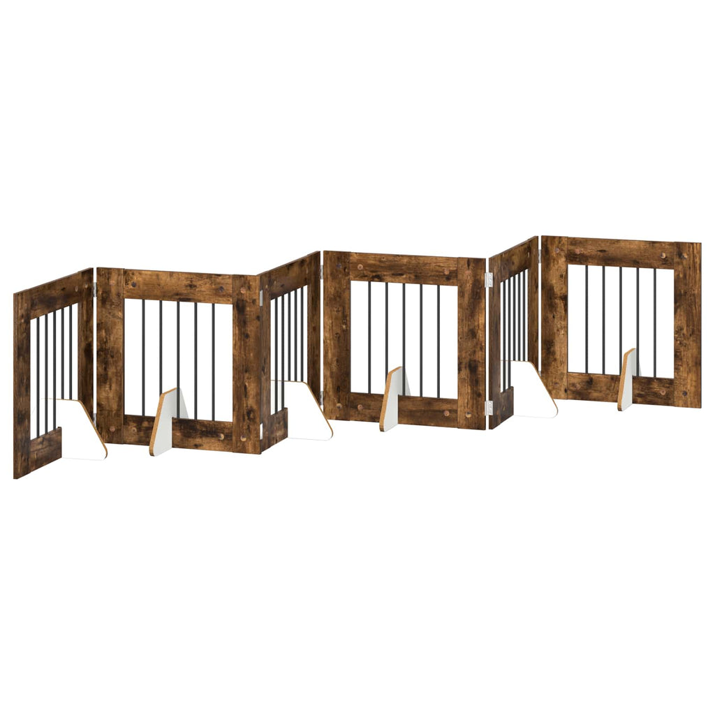 vidaXL Bramka dla psów z podpórkami 6 pcs Dąb wędzony 60 x 60 cm