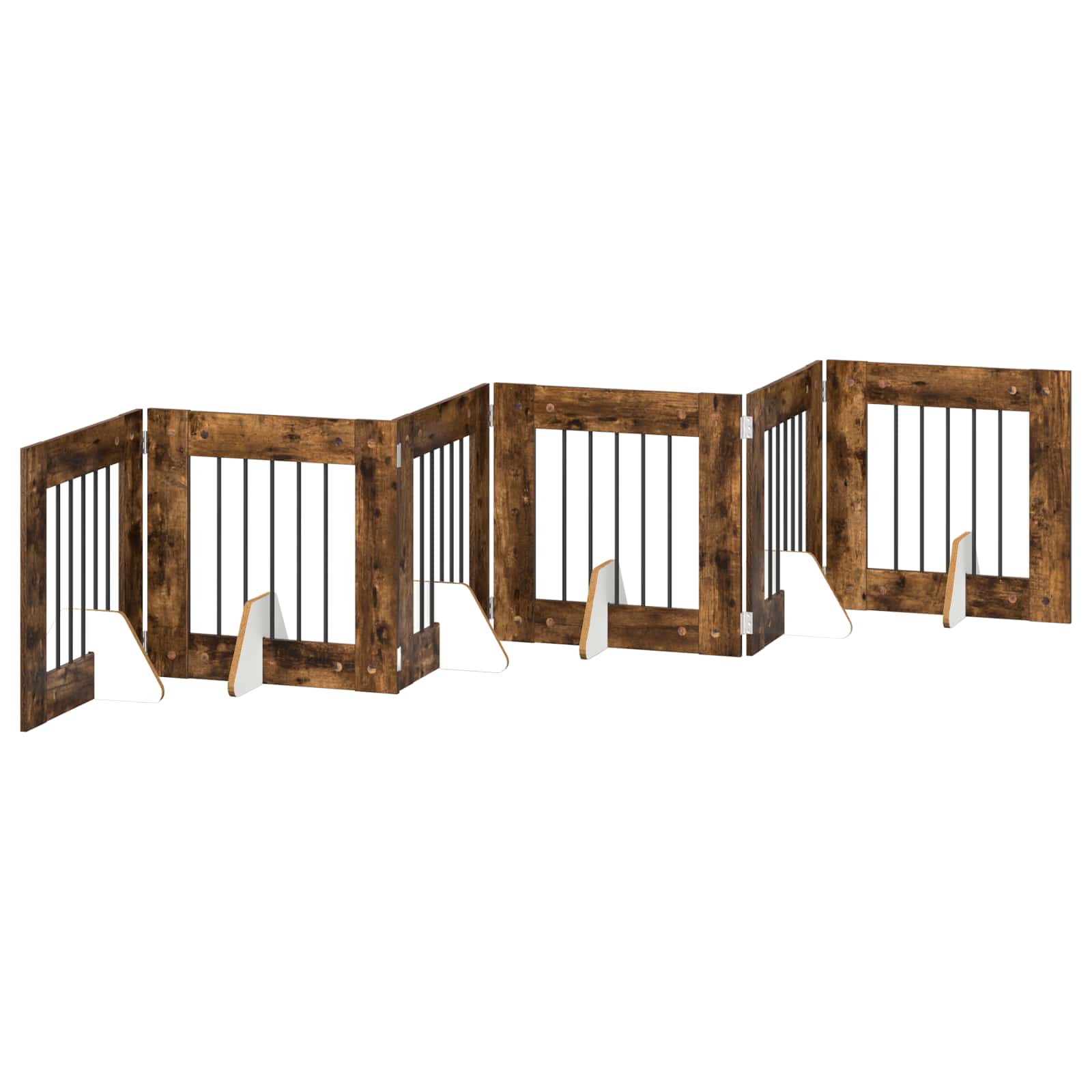 vidaXL Bramka dla psów z podpórkami 6 pcs Dąb wędzony 60 x 60 cm