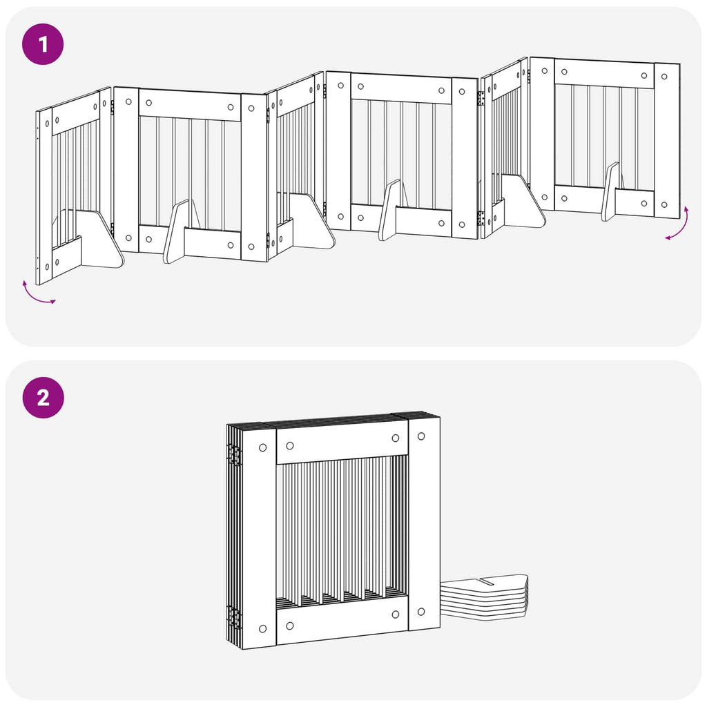 vidaXL Bramka dla psów z podpórkami 6 pcs Dąb wędzony 60 x 60 cm