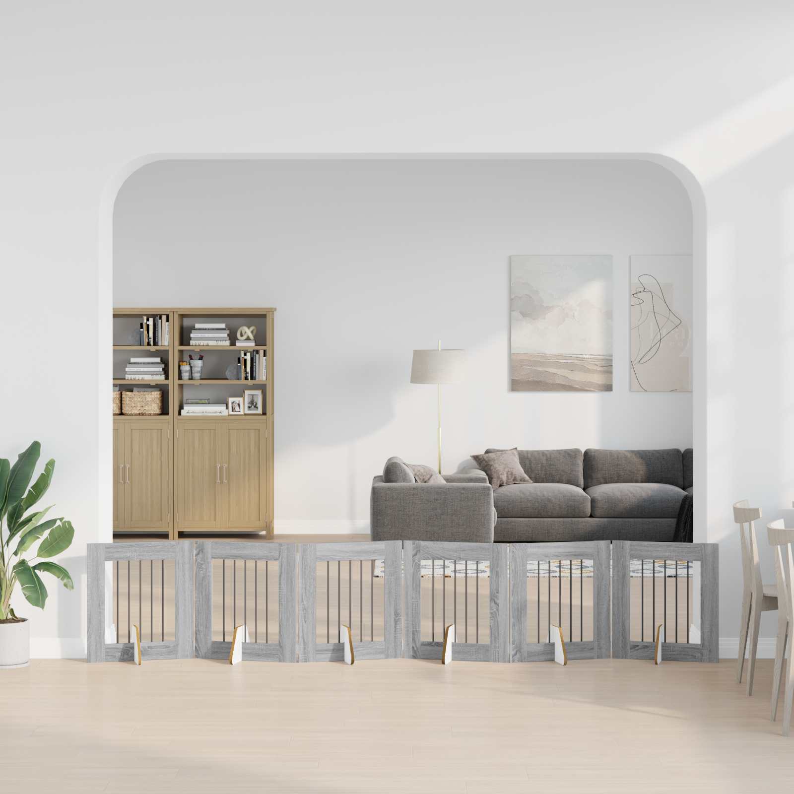 vidaXL Bramka dla psów z podpórkami 6 pcs Szary Sonoma 60 x 60 cm