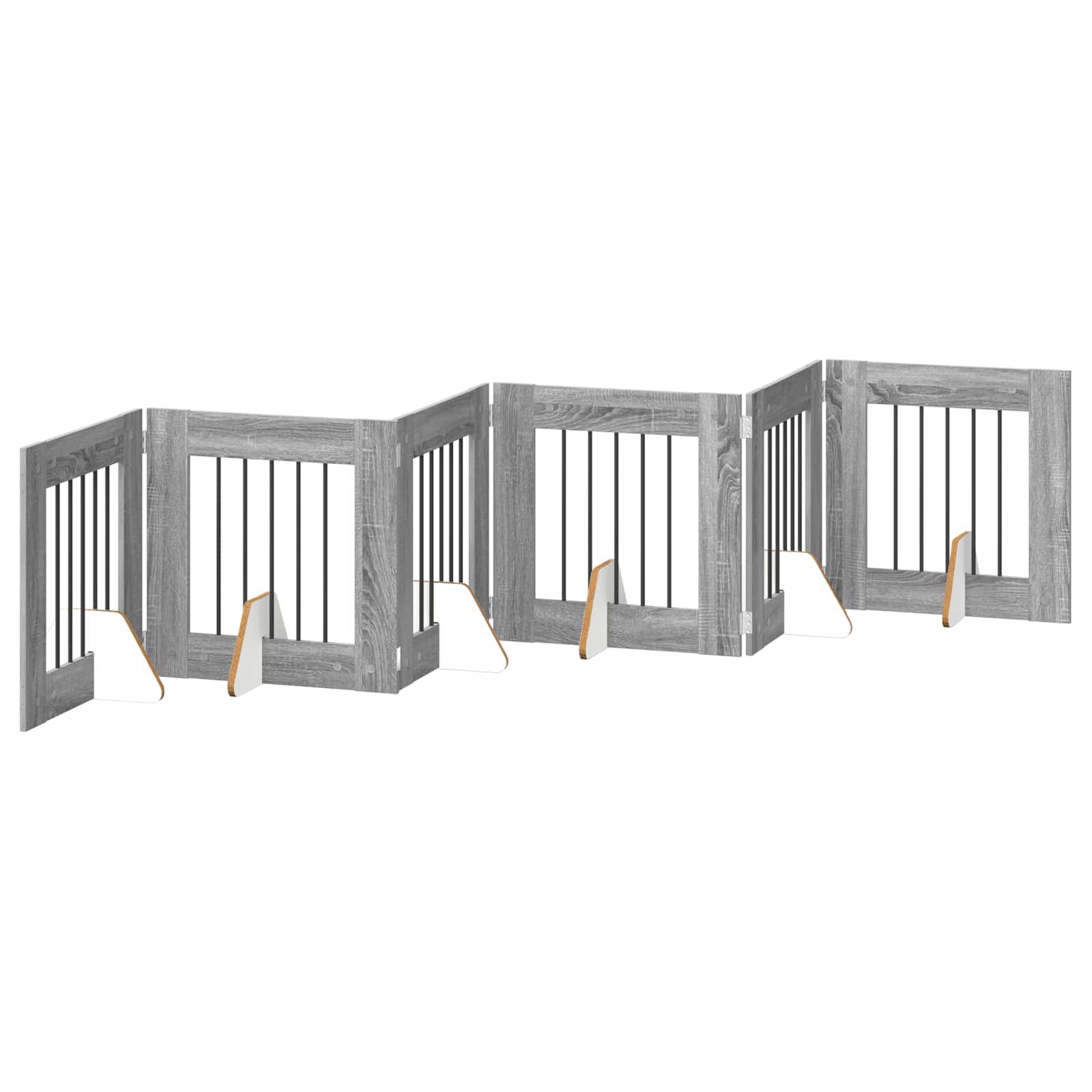 vidaXL Bramka dla psów z podpórkami 6 pcs Szary Sonoma 60 x 60 cm
