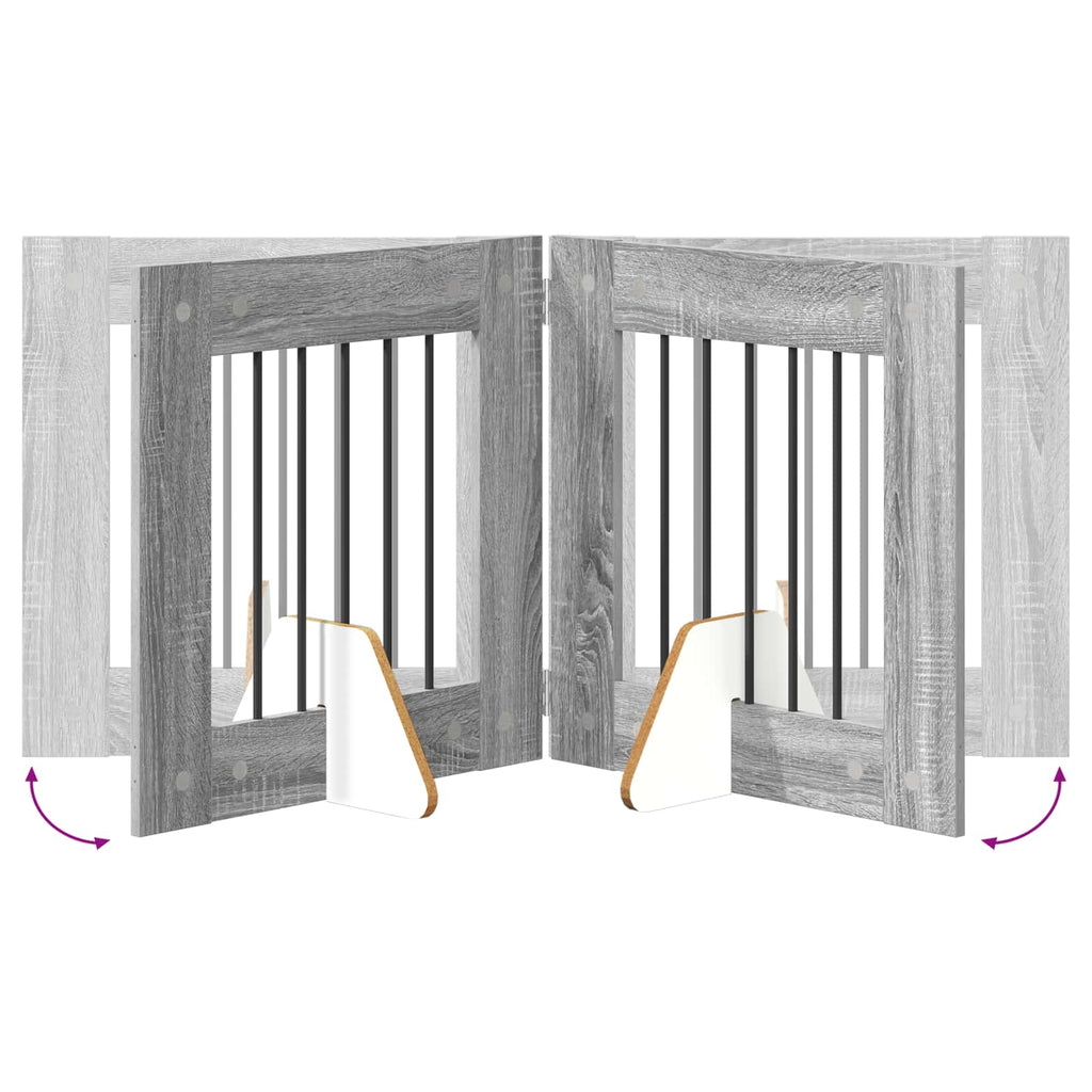vidaXL Bramka dla psów z podpórkami 6 pcs Szary Sonoma 60 x 60 cm