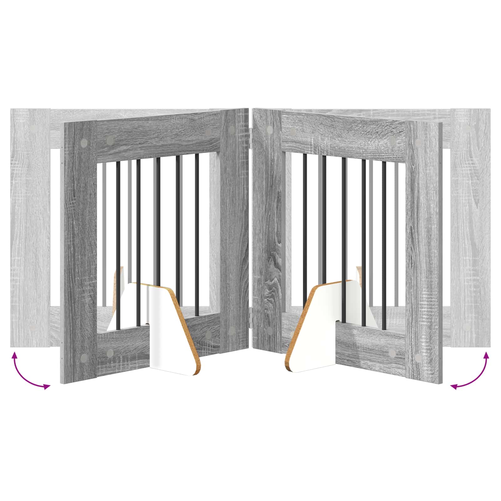 vidaXL Bramka dla psów z podpórkami 6 pcs Szary Sonoma 60 x 60 cm