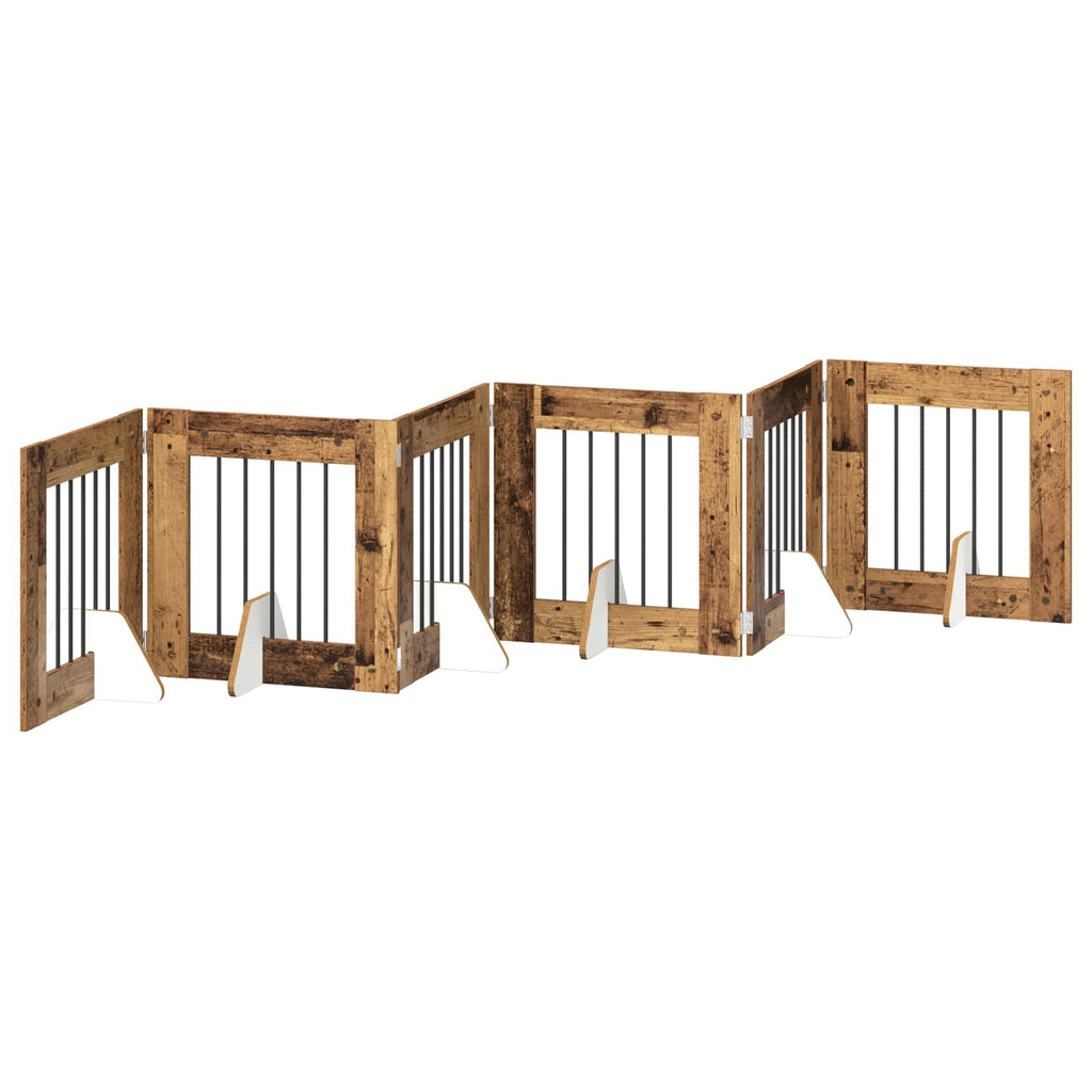 vidaXL Bramka dla psów z podpórkami 6 pcs Stare drewno 60 x 60 cm