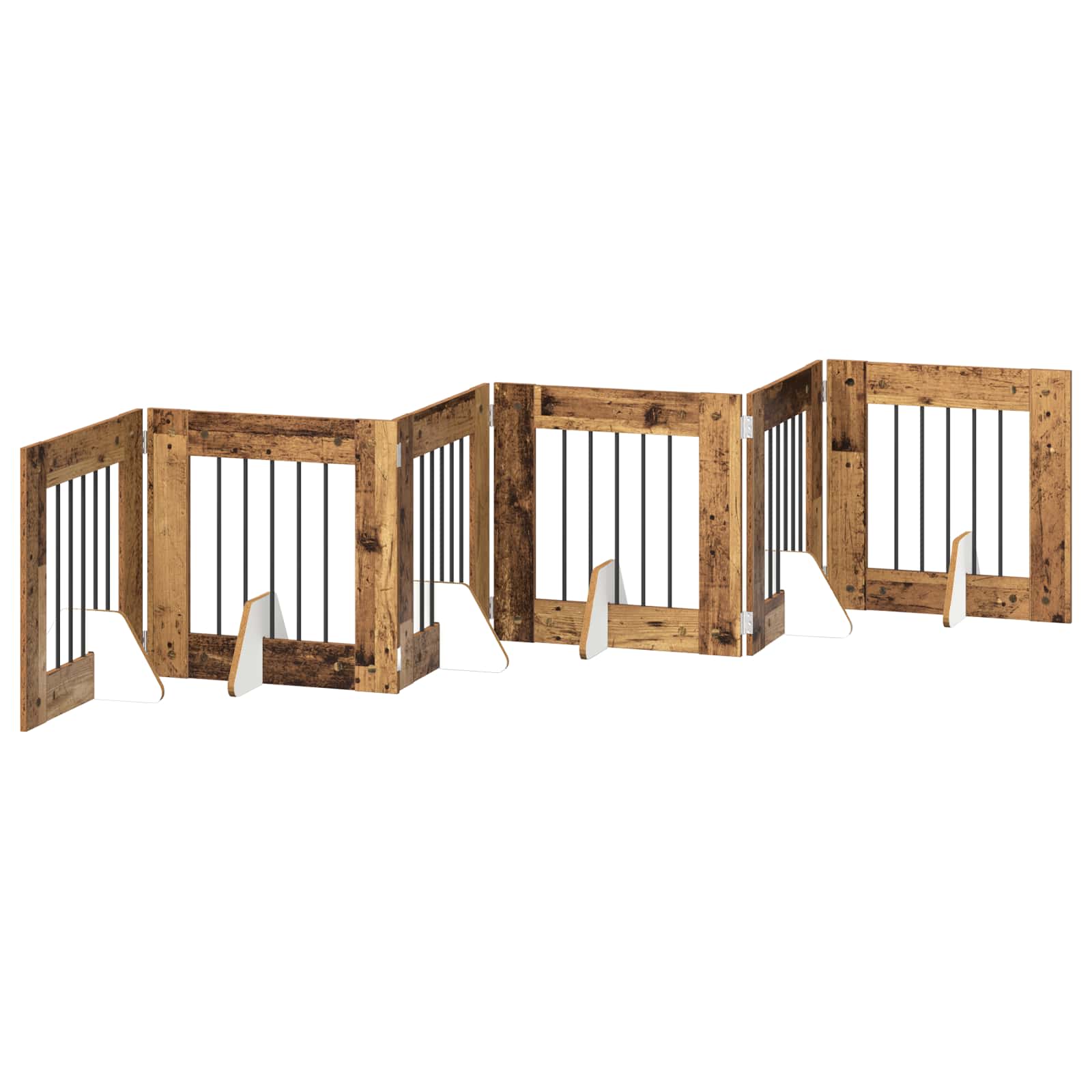 vidaXL Bramka dla psów z podpórkami 6 pcs Stare drewno 60 x 60 cm