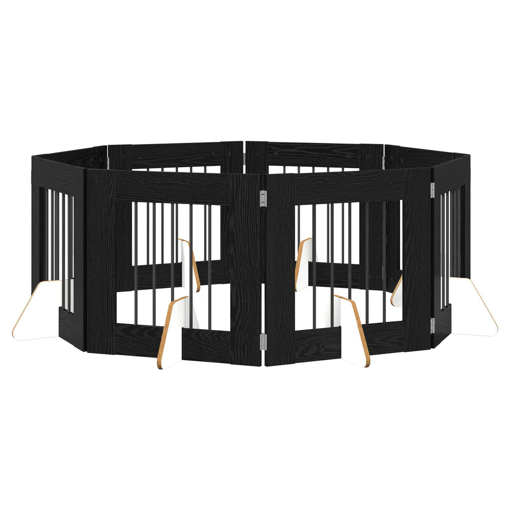 vidaXL Bramka dla psów z podpórkami 8 pcs Czarny dąb 60 x 60 cm