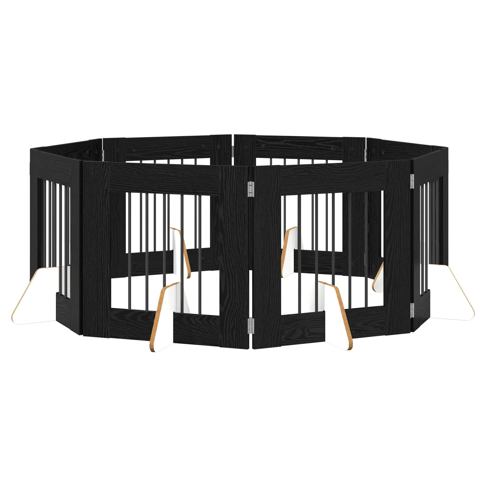 vidaXL Bramka dla psów z podpórkami 8 pcs Czarny dąb 60 x 60 cm