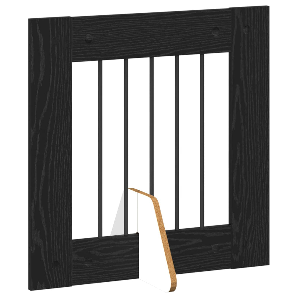 vidaXL Bramka dla psów z podpórkami 8 pcs Czarny dąb 60 x 60 cm