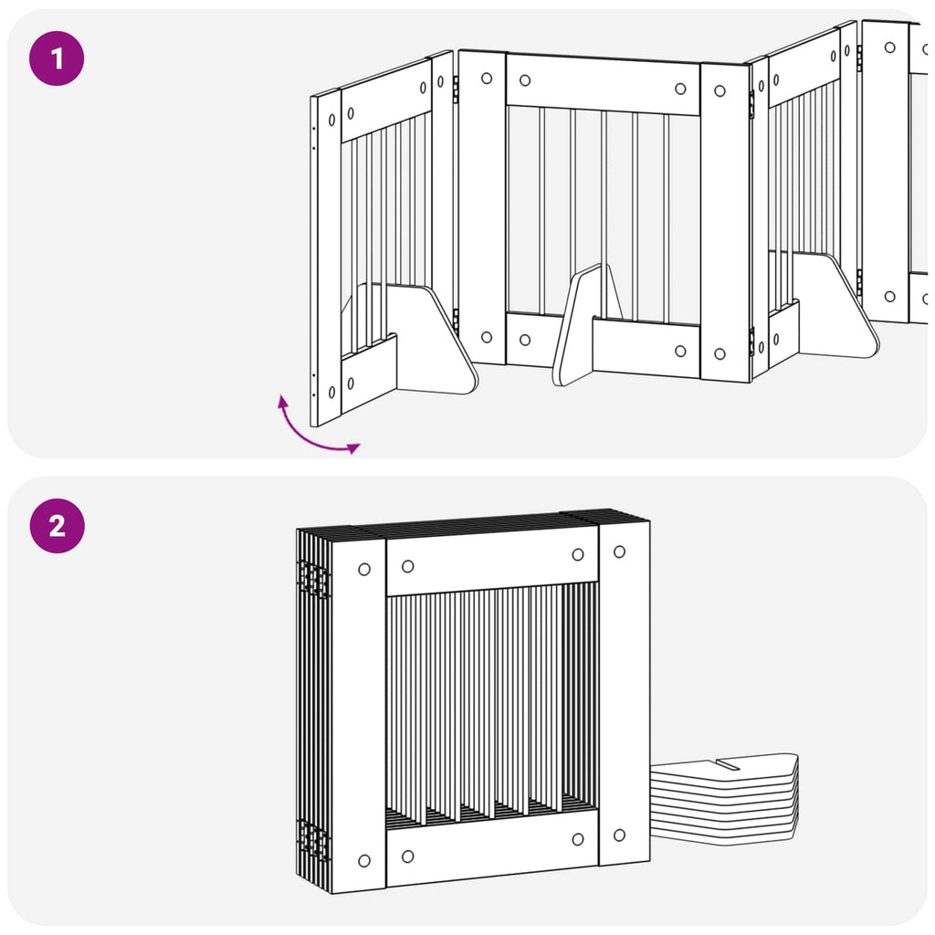 vidaXL Bramka dla psów z podpórkami 8 pcs Czarny dąb 60 x 60 cm