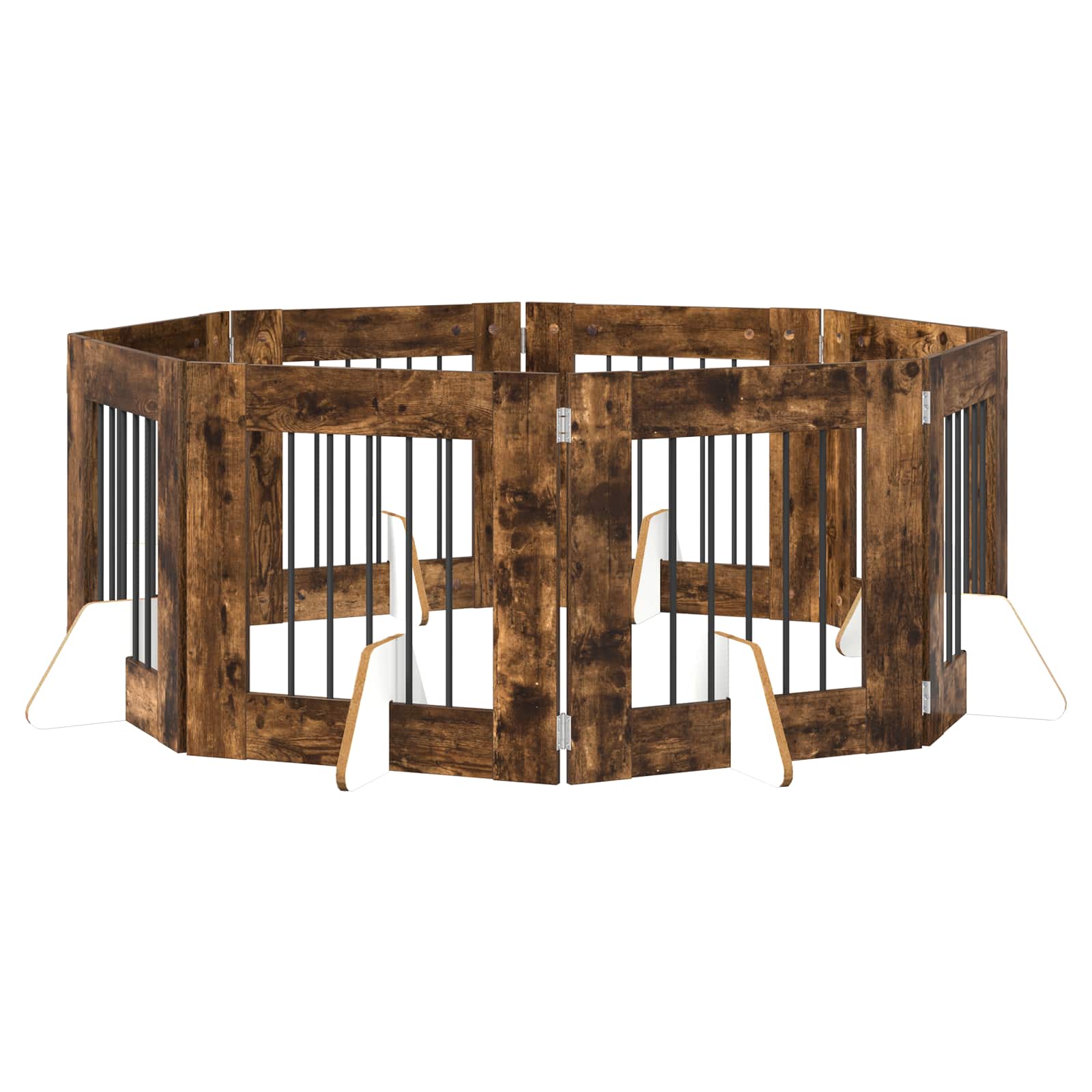 vidaXL Bramka dla psów z podpórkami 8 pcs Dąb wędzony 60 x 60 cm