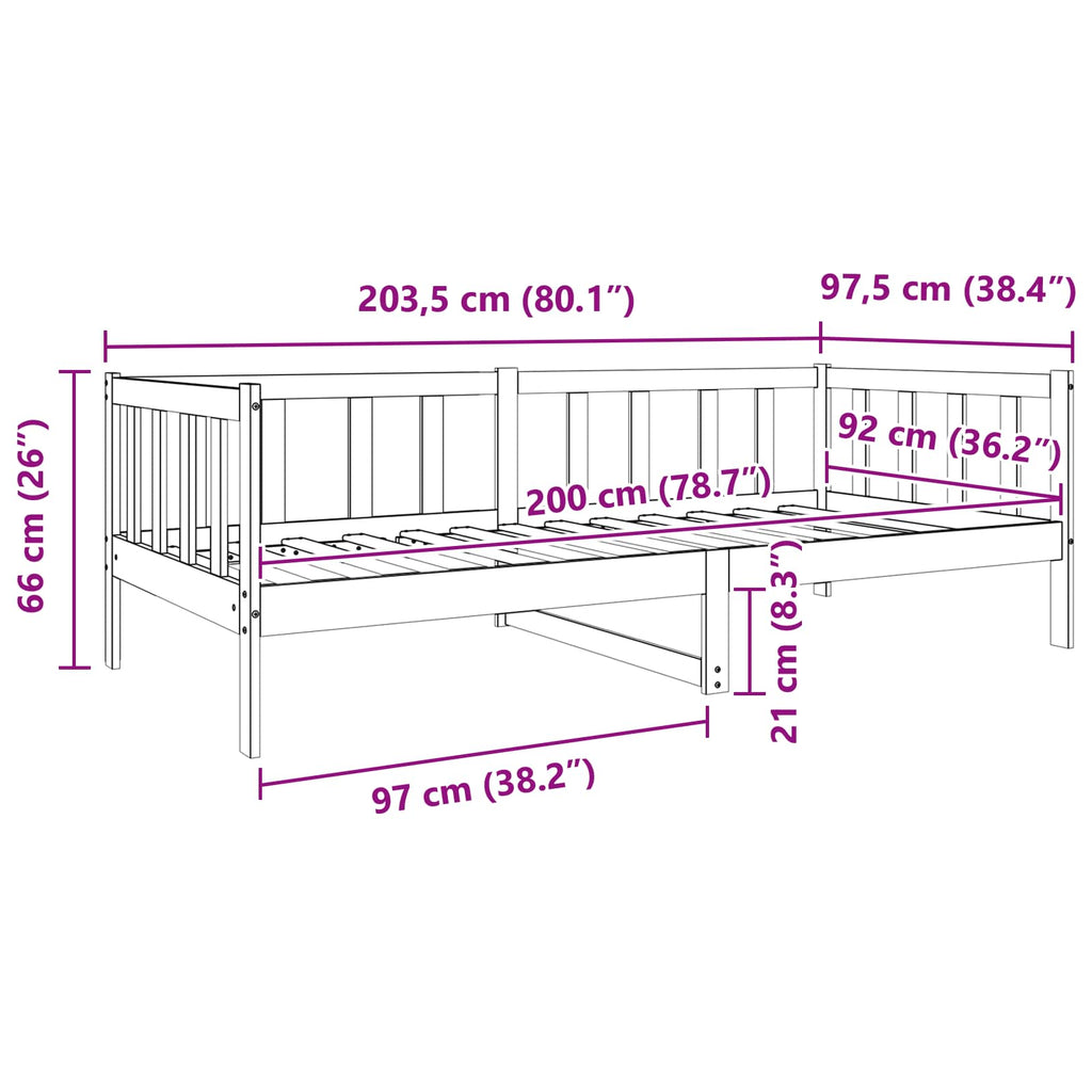 vidaXL Ramka łóżka Woskowy Brąz 90 x 190 cm Lite drewno sosnowe