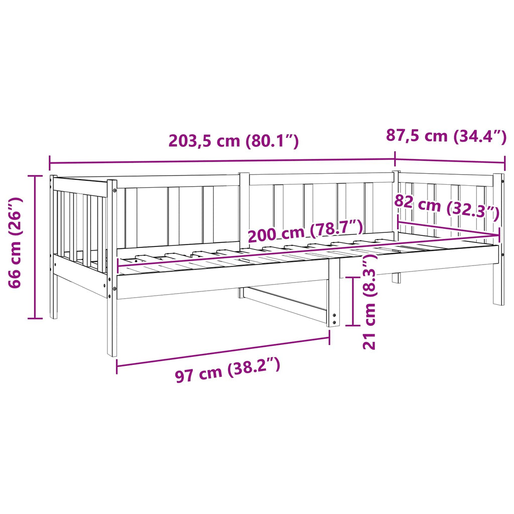 vidaXL Ramka łóżka Woskowy Brąz 80 x 200 cm Lite drewno sosnowe