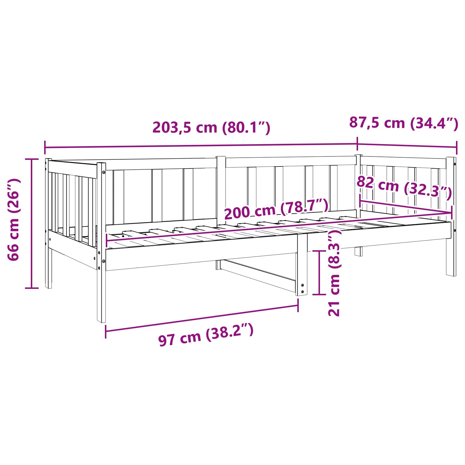 vidaXL Ramka łóżka Woskowy Brąz 80 x 200 cm Lite drewno sosnowe