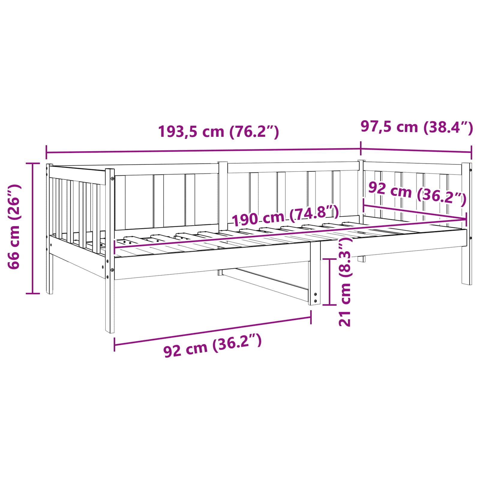 vidaXL Ramka łóżka Woskowy Brąz 90 x 190 cm Lite drewno sosnowe