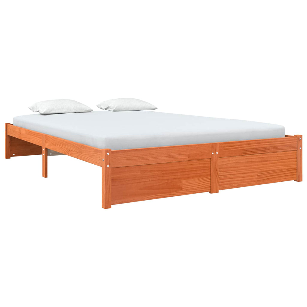 vidaXL Ramka łóżka Woskowy Brąz 140 x 200 cm Lite drewno sosnowe