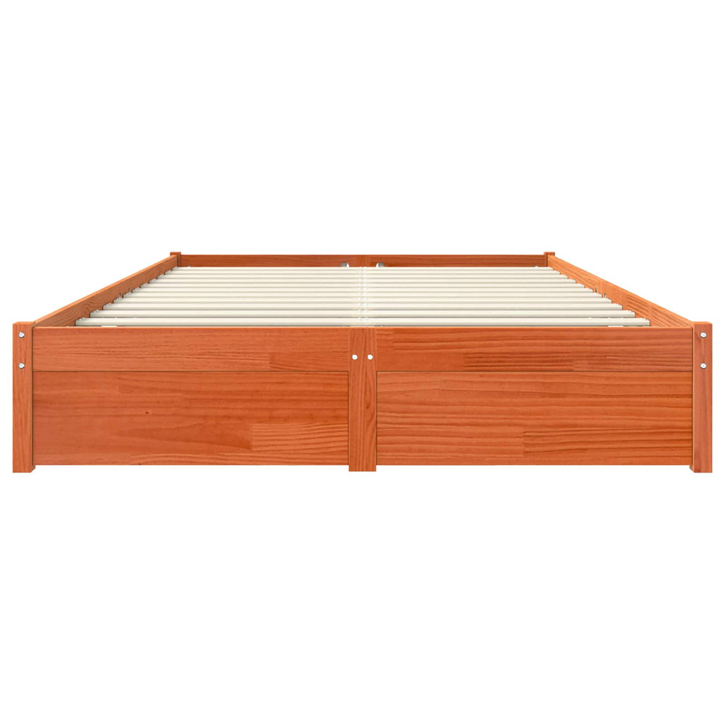 vidaXL Ramka łóżka Woskowy Brąz 140 x 200 cm Lite drewno sosnowe