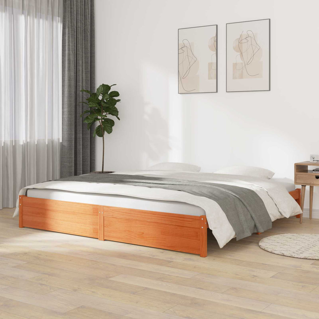 vidaXL Ramka łóżka Woskowy Brąz 150 x 200 cm Lite drewno sosnowe