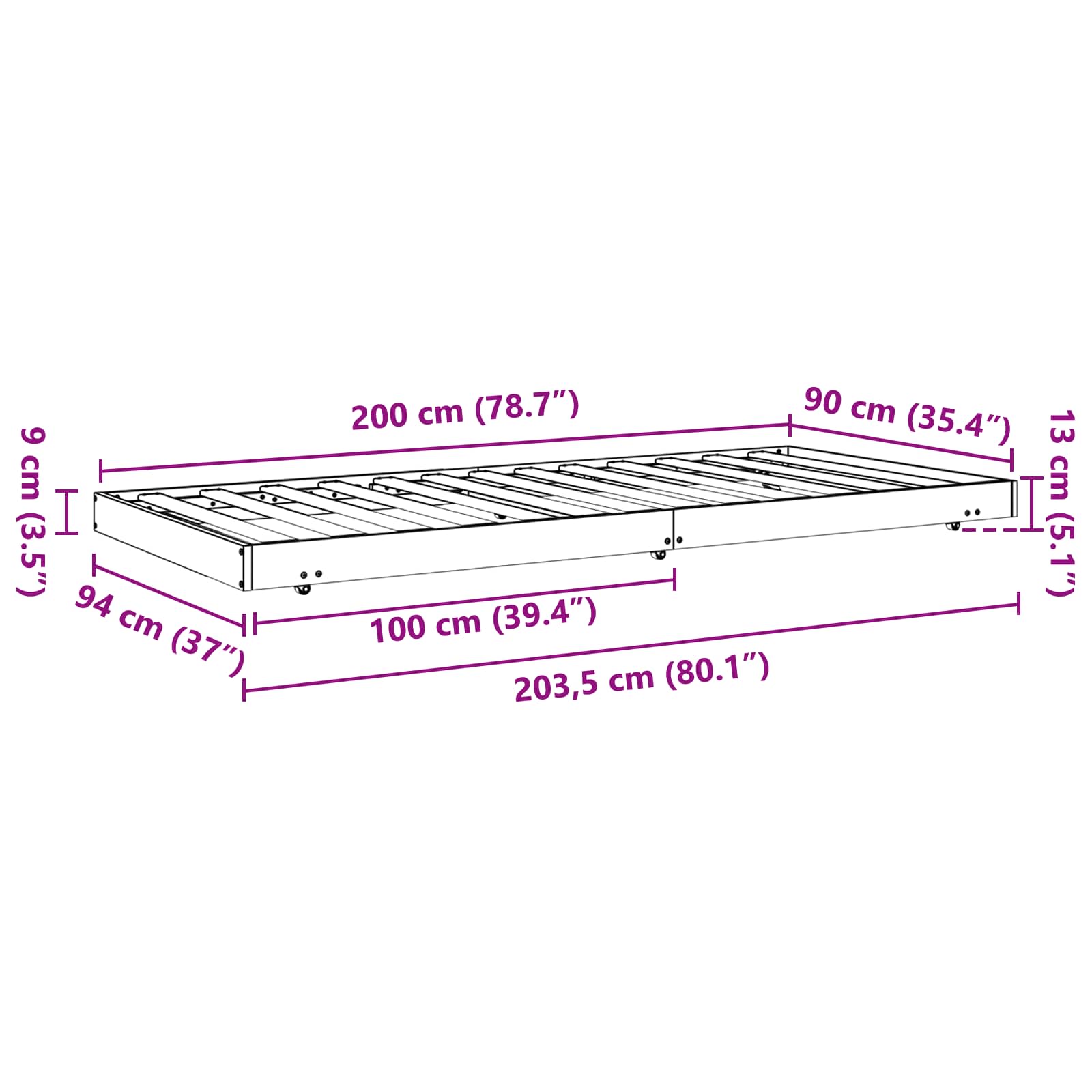 vidaXL Ramka łóżka Woskowy Brąz 90 x 200 cm Lite drewno sosnowe