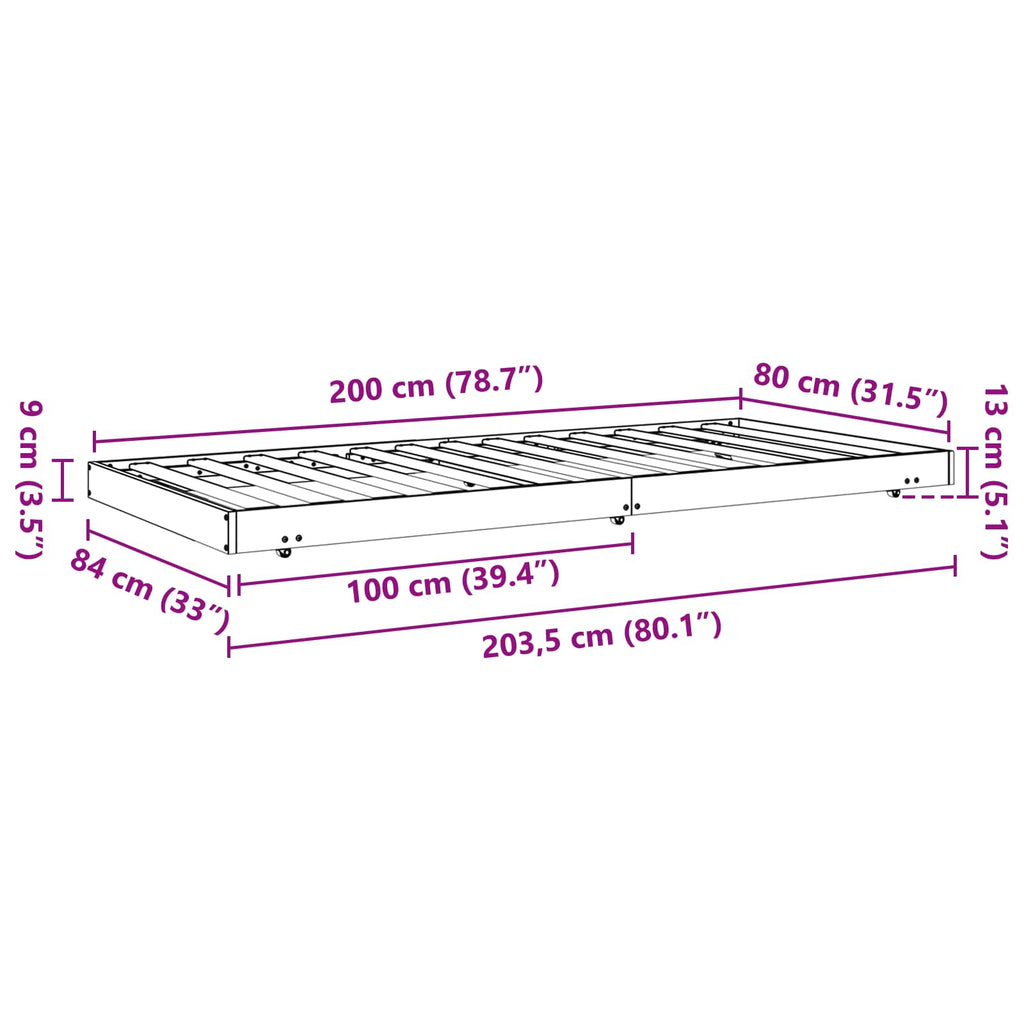 vidaXL Ramka łóżka Woskowy Brąz 80 x 200 cm Lite drewno sosnowe