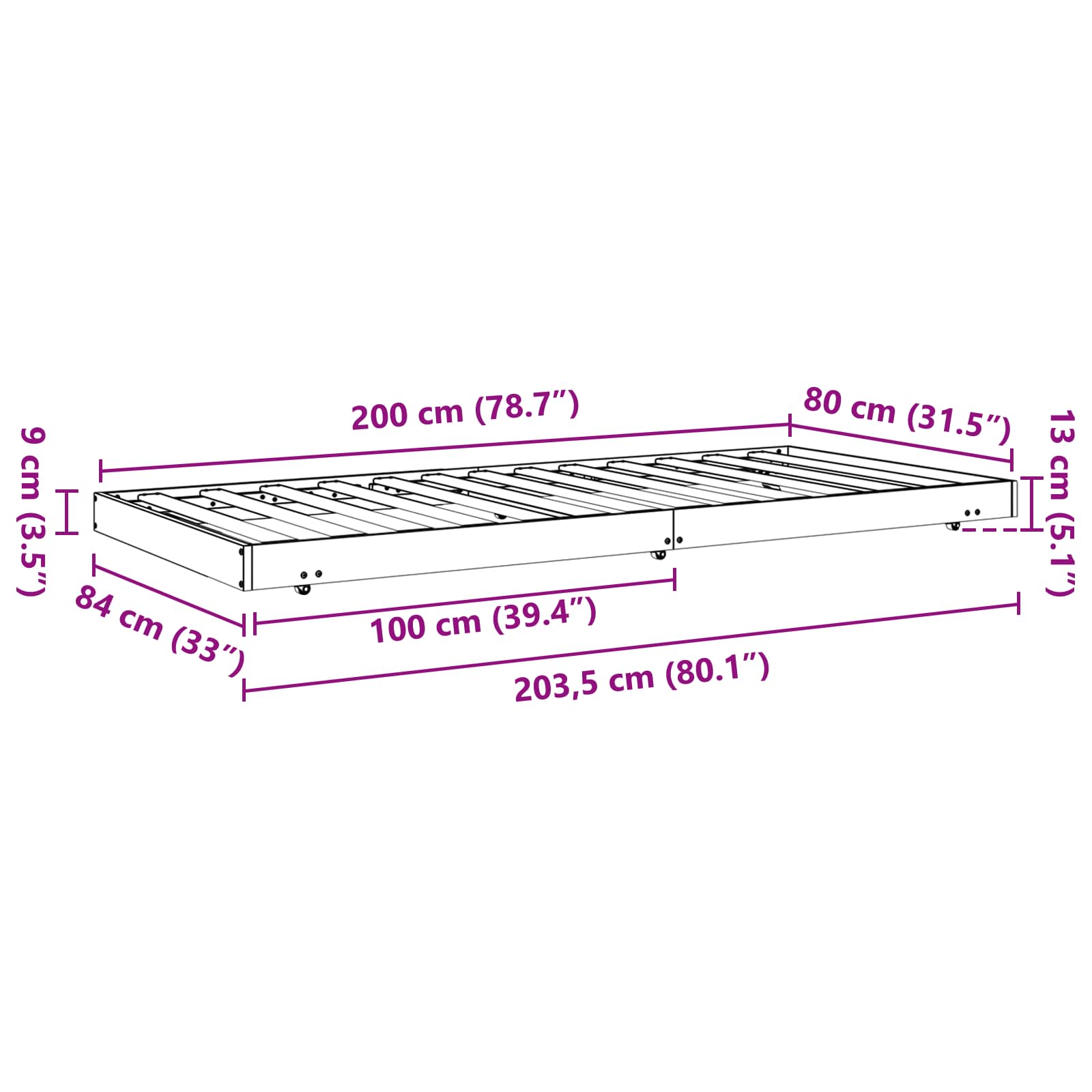 vidaXL Ramka łóżka Woskowy Brąz 80 x 200 cm Lite drewno sosnowe