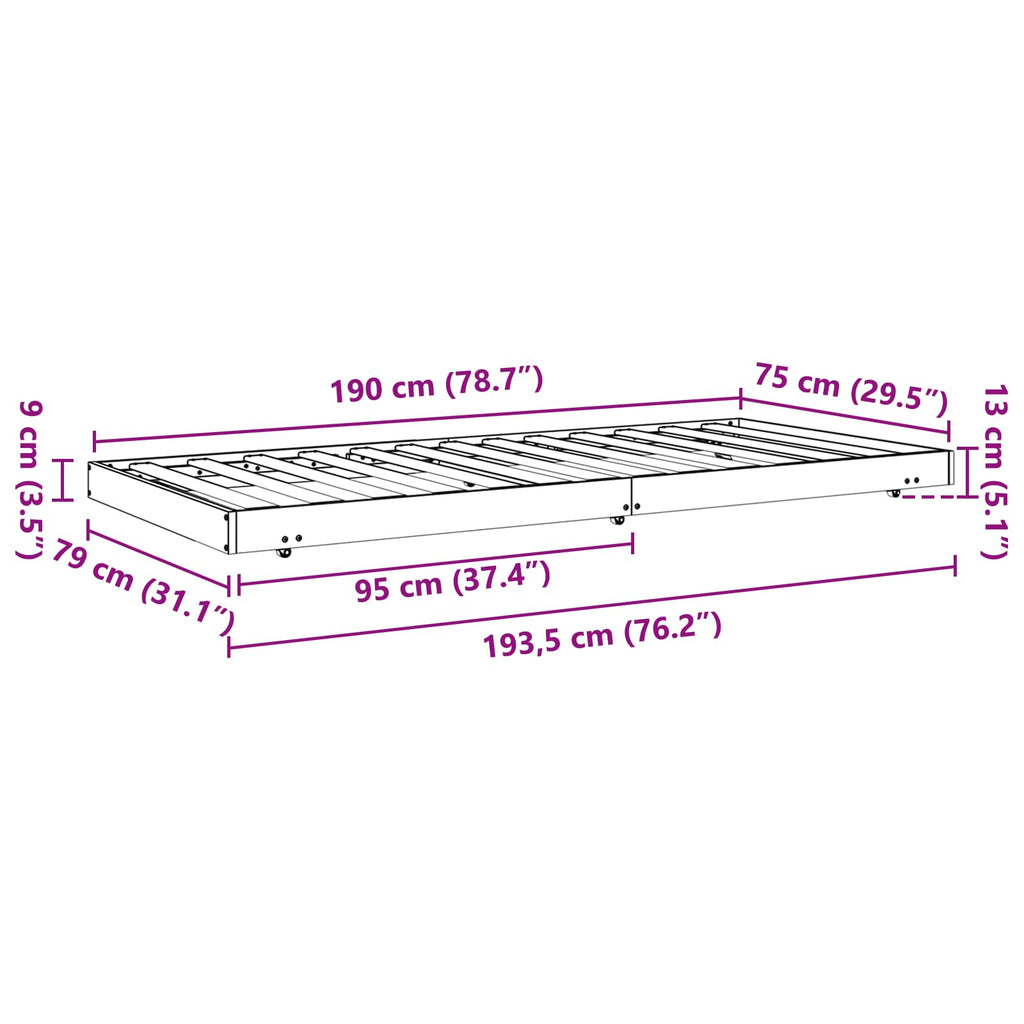 vidaXL Ramka łóżka Woskowy Brąz 70 x 190 cm Lite drewno sosnowe