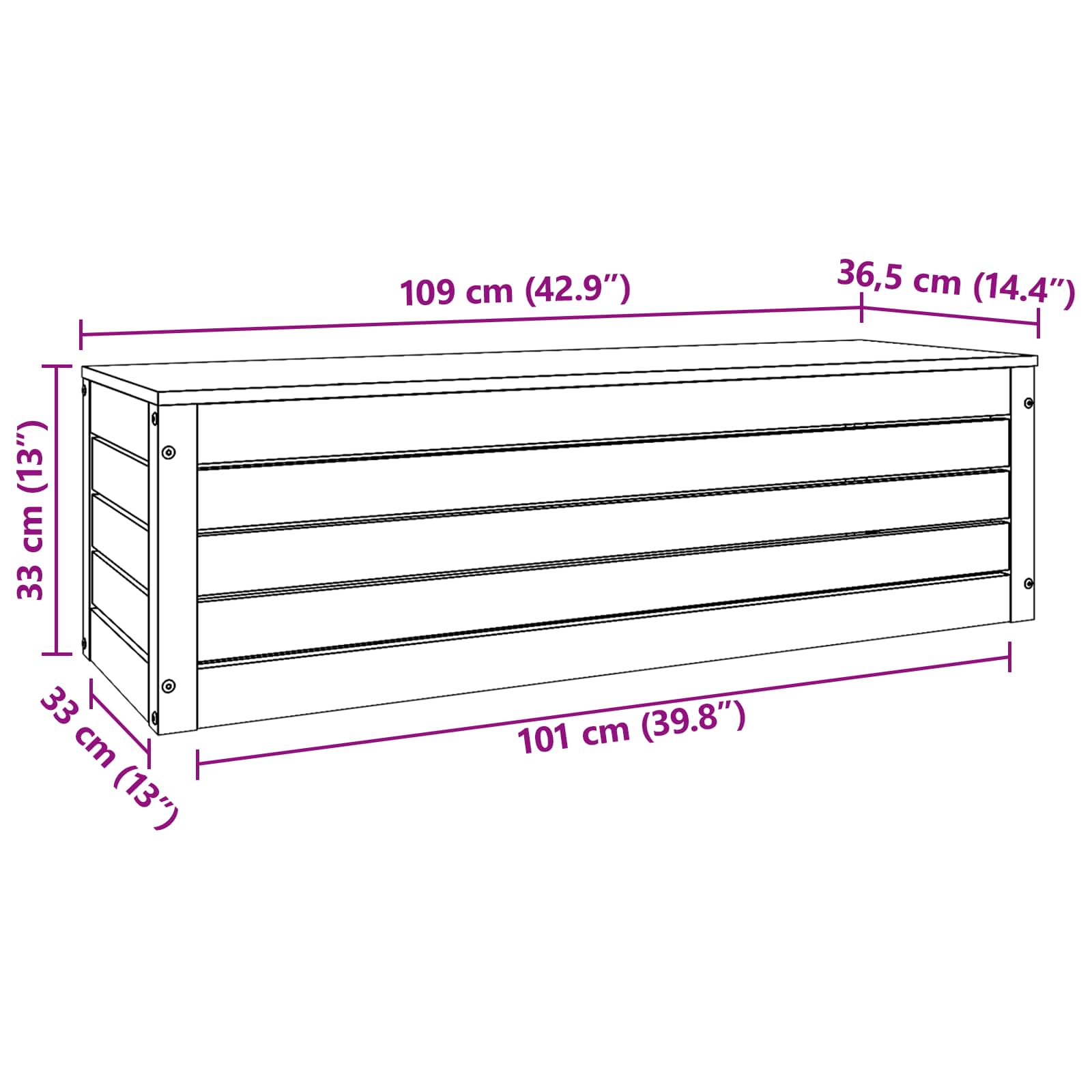 vidaXL Skrzynia do przechowywania Woskowy Brąz 109 x 36,5 x 33 cm