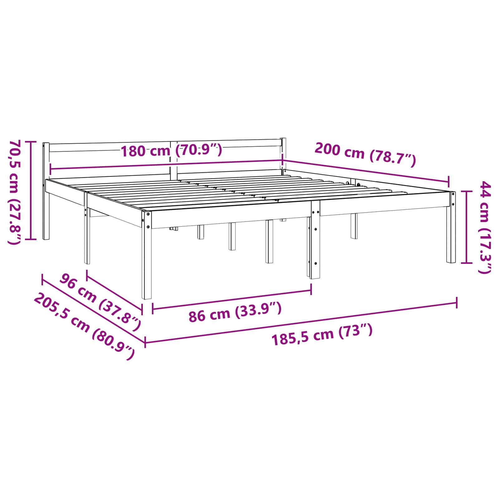 vidaXL Ramka łóżka Woskowy Brąz 180 x 200 cm Lite drewno sosnowe