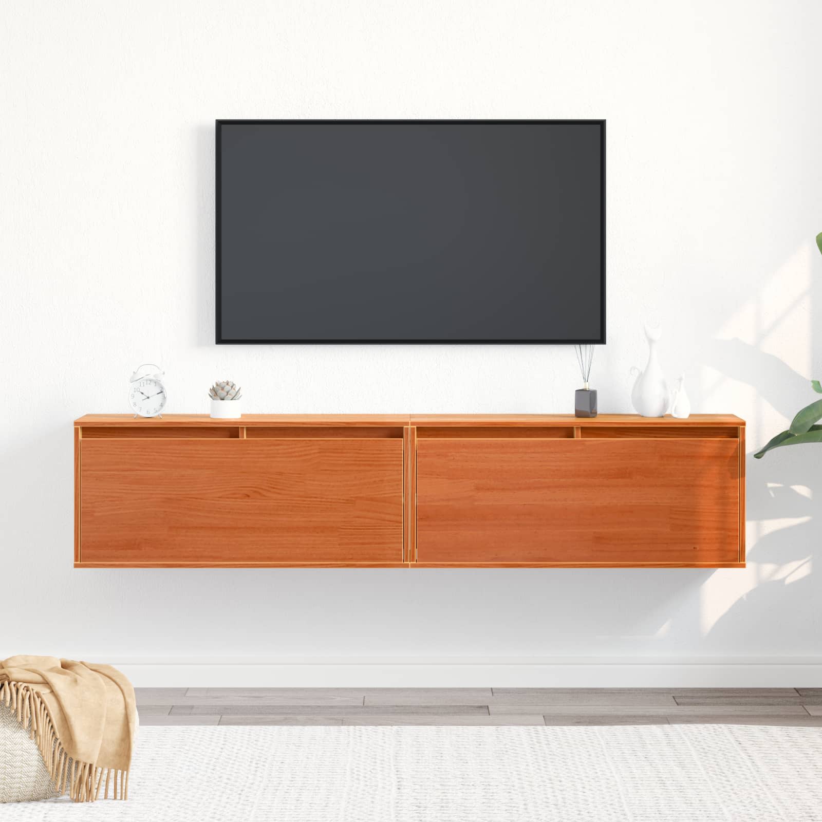 vidaXL Szafka ścienna z półką 2 pcs Woskowy Brąz 80 x 30 x 35 cm