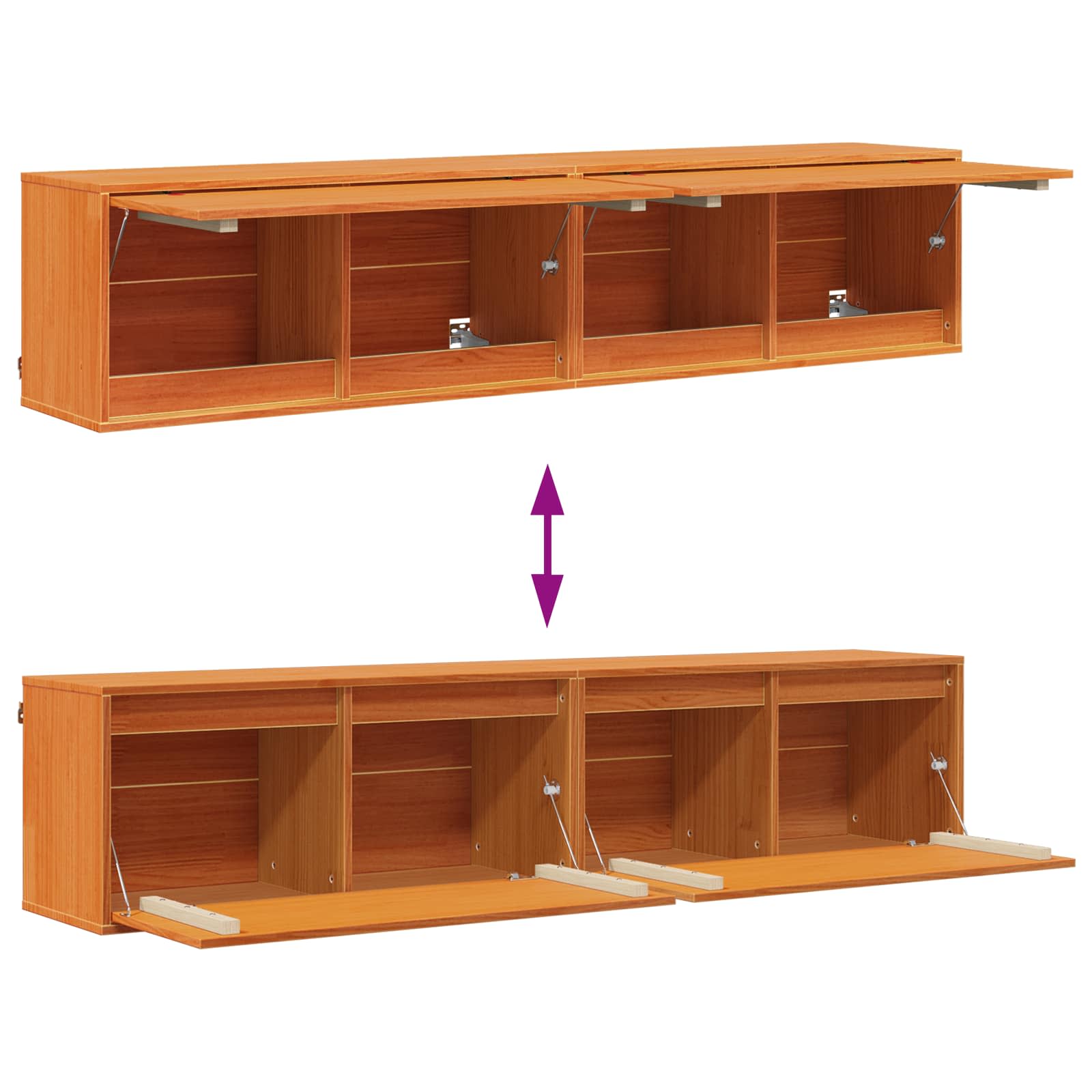 vidaXL Szafka ścienna z półką 2 pcs Woskowy Brąz 80 x 30 x 35 cm