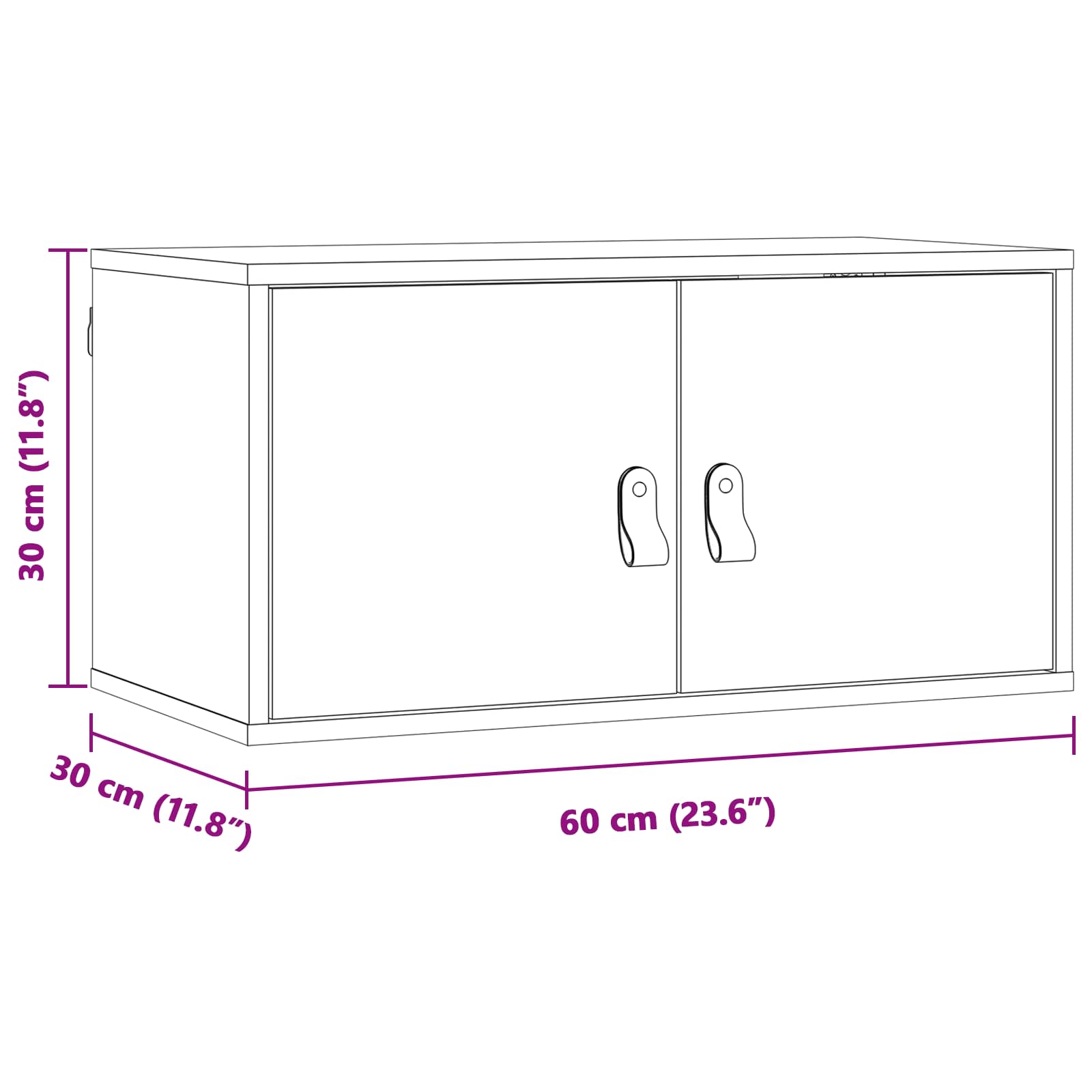 vidaXL Szafka ścienna Woskowy Brąz 60 x 30 x 30 cm Lite drewno sosnowe